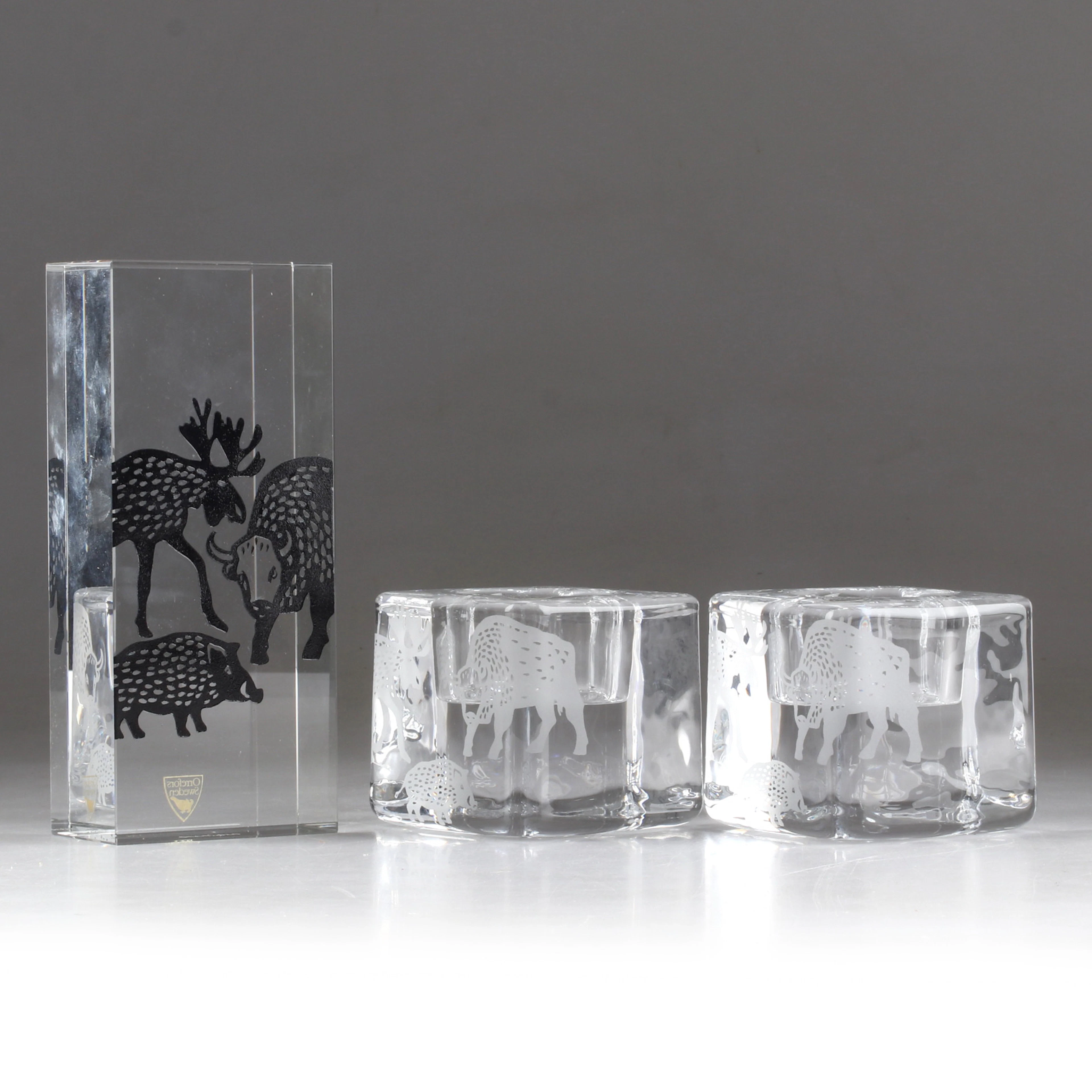 GÖRAN WÄRFF. 3 delar, "Ice Cube", "Cube Design", glas, 19/2000-tal.