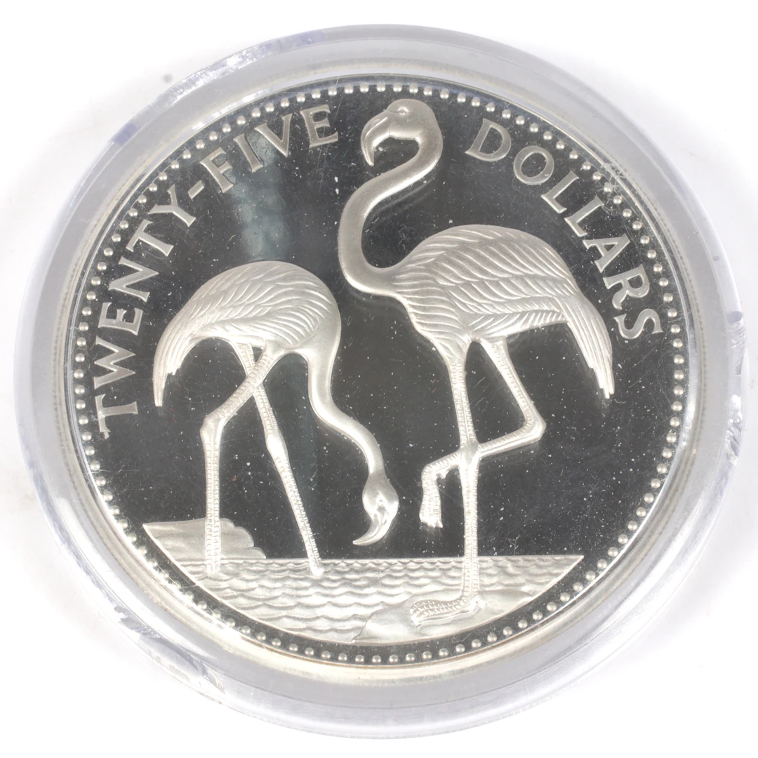 SILVERMEDALJ, 925/1000, 25 Dollar, Bahamas. 1985.