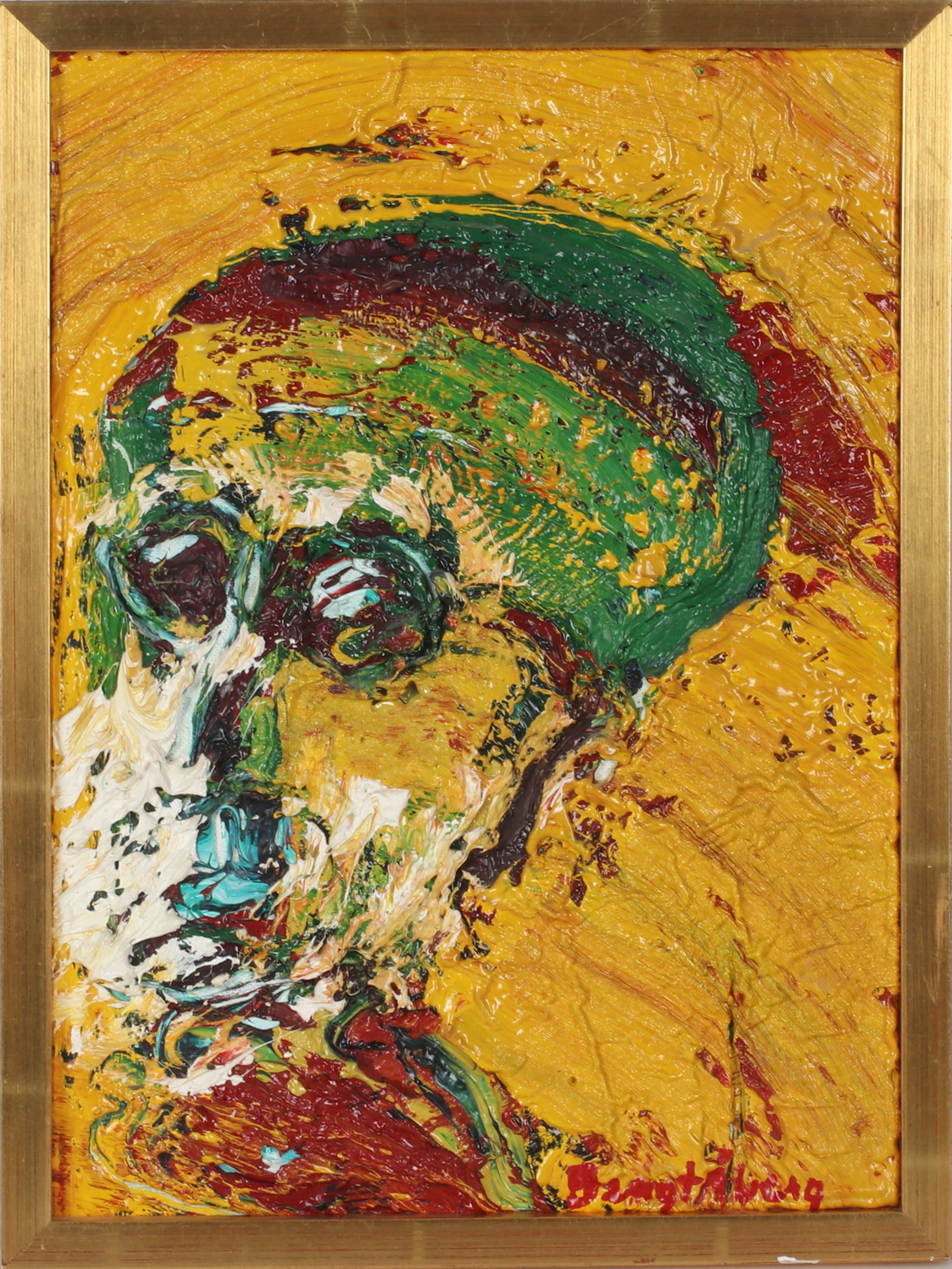BENGT ÅBERG. Figur i gult, olja på duk, signerad.