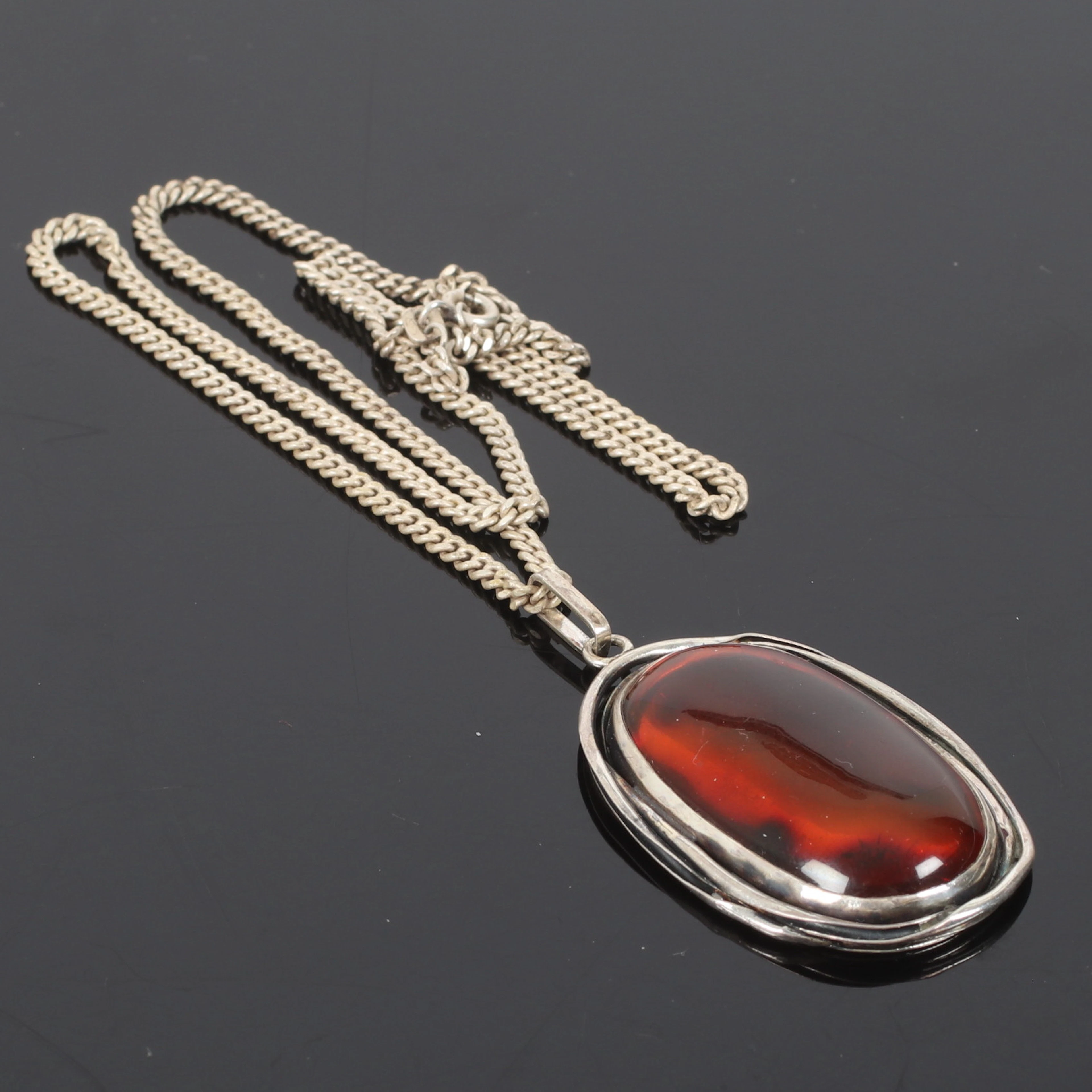 (2510-246) HÄNGE, silver, bärnsten, 1900-tal.