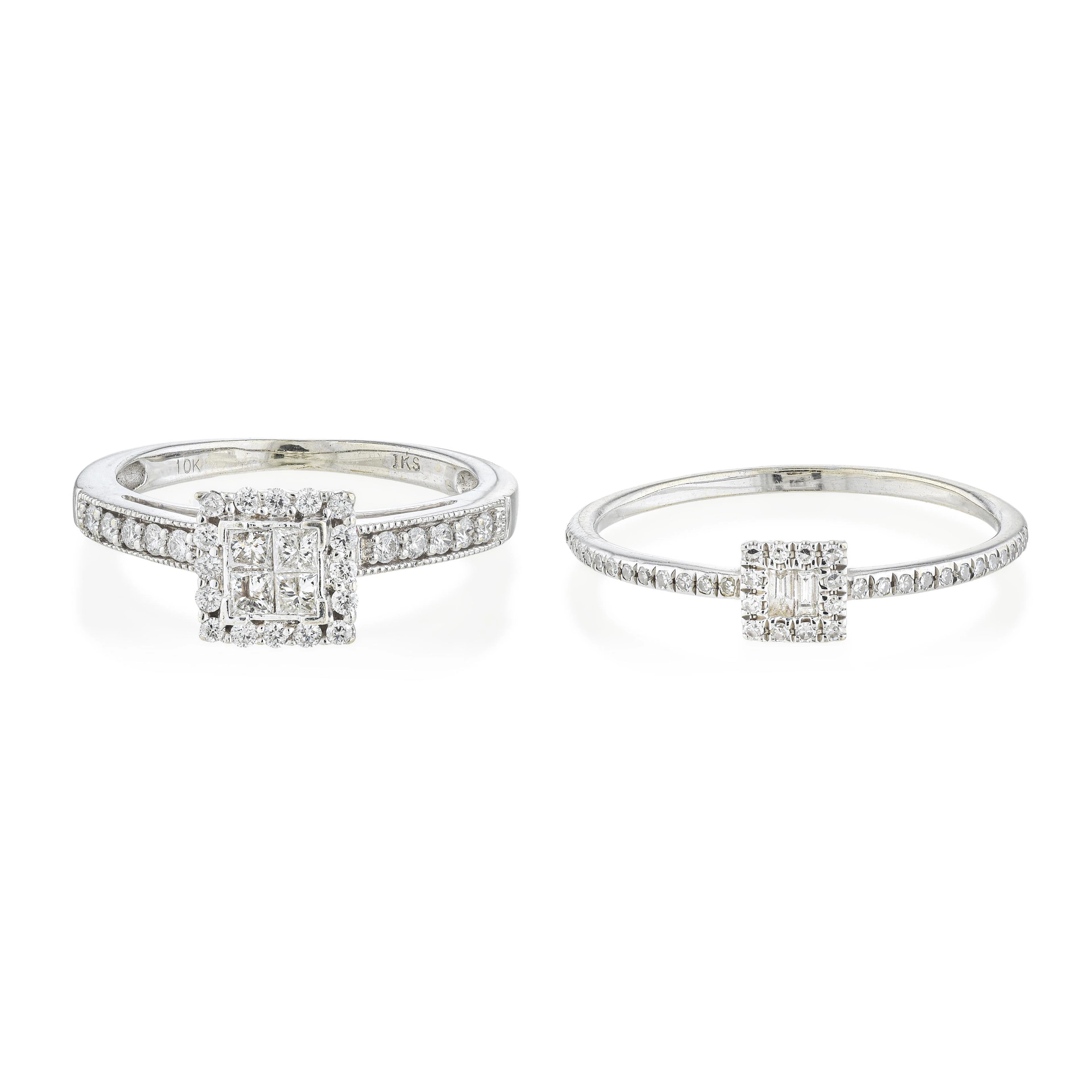 Two Diamond Engagement Ring Set