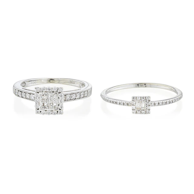 Two Diamond Engagement Ring Set