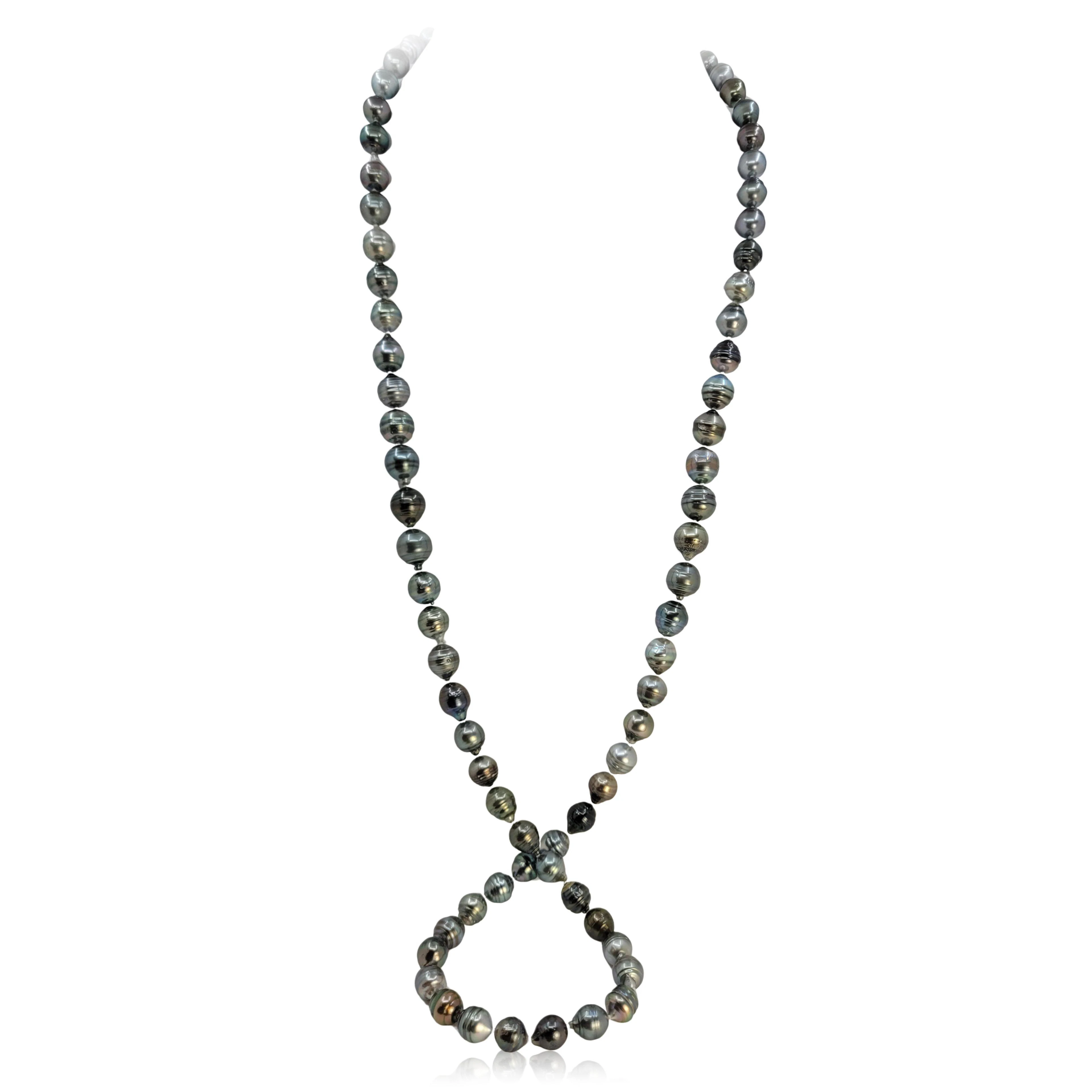 Multi-Color Tahitian Pearl Long Necklace