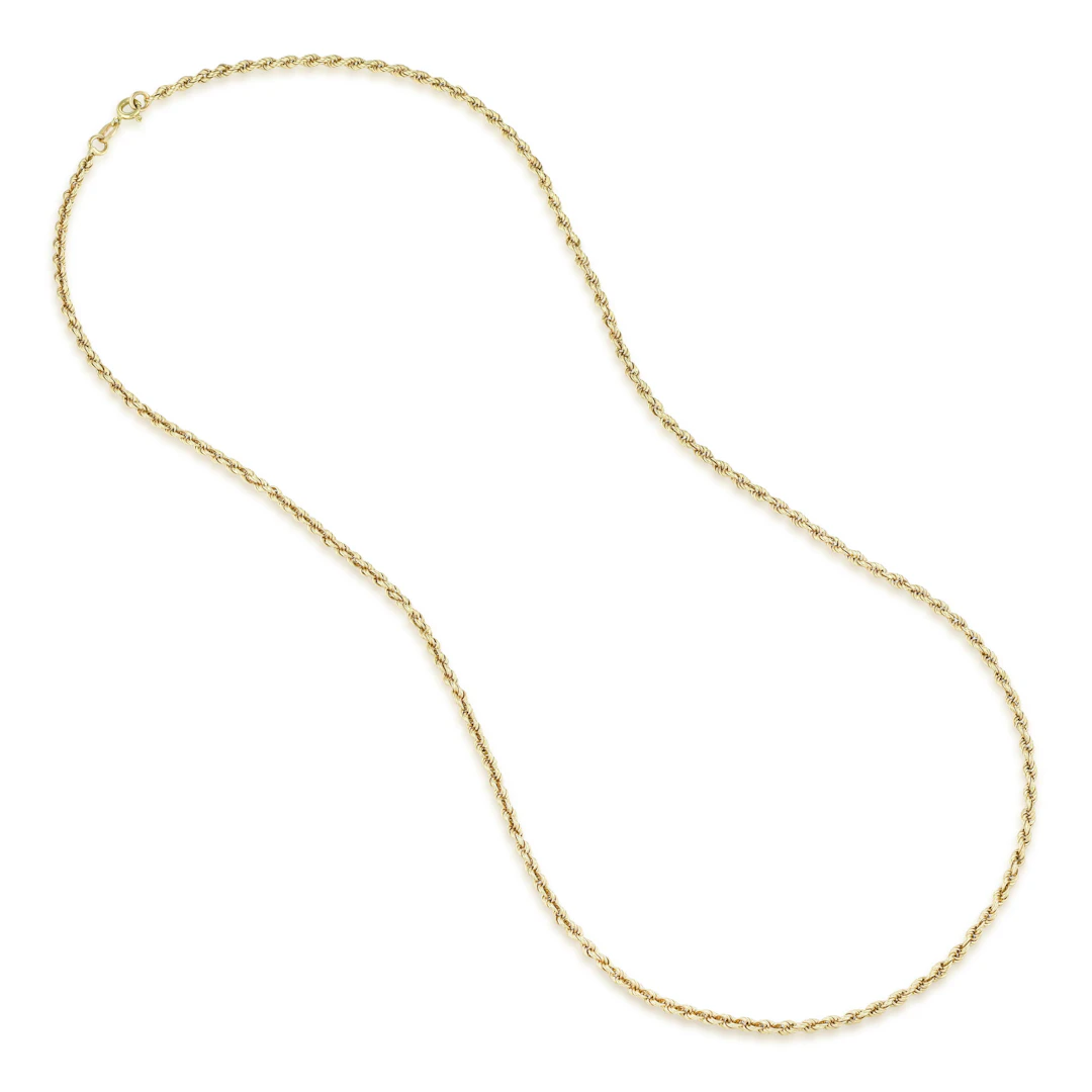 14K Gold Rope Chain Necklace, 24 Inches 3.1 mm