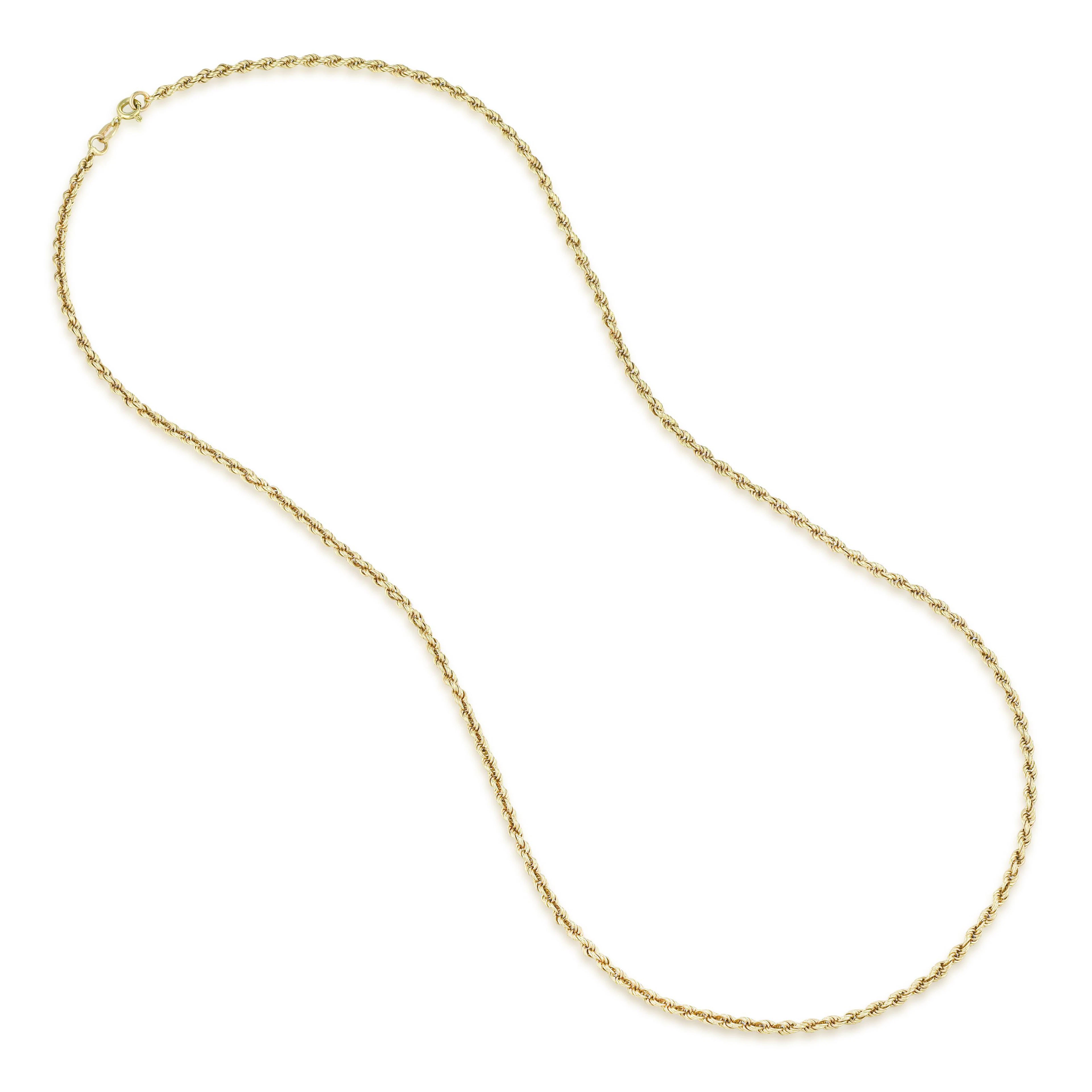 14K Gold Rope Chain Necklace, 24 Inches 3.1 mm