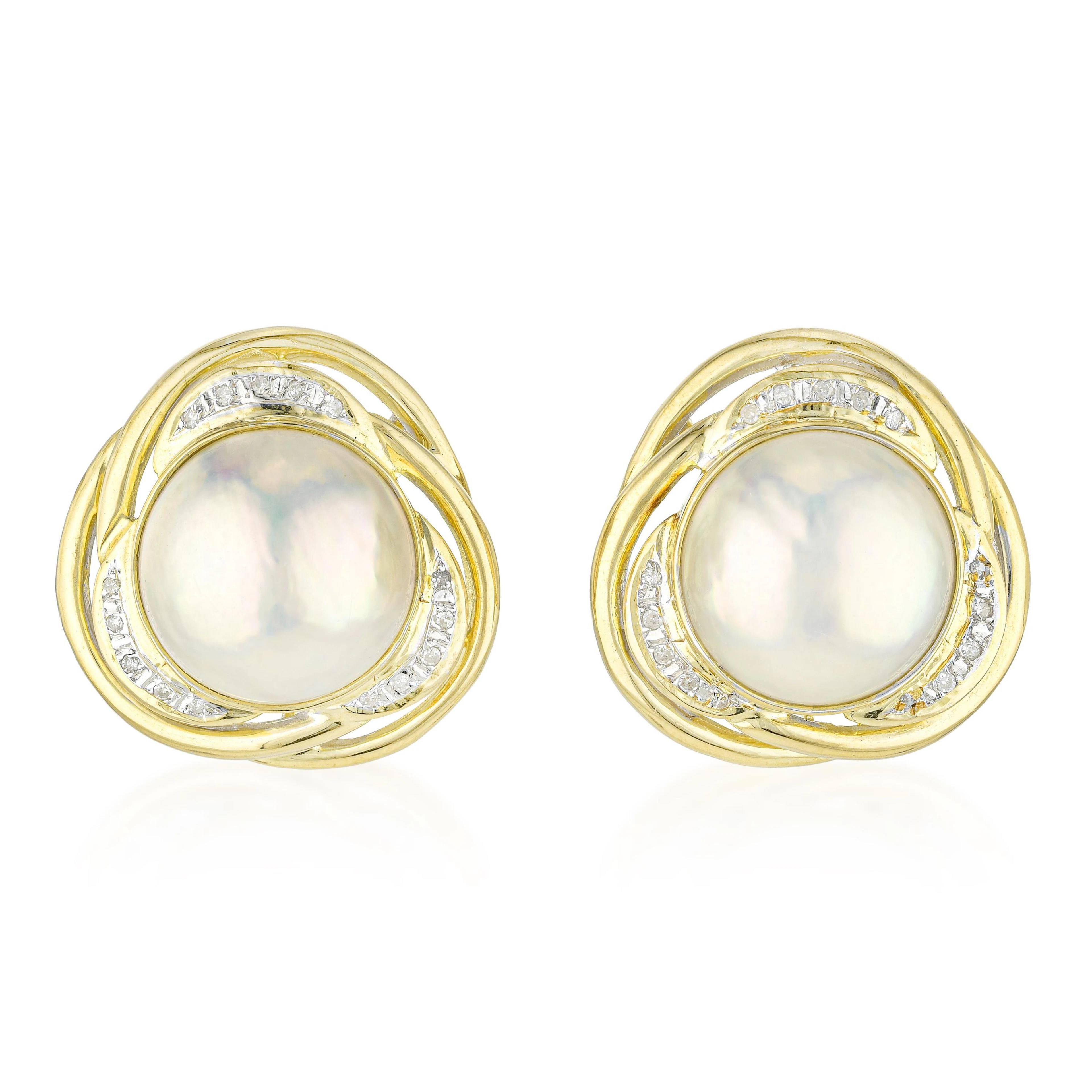 Mabe Pearl and Diamond Earrings