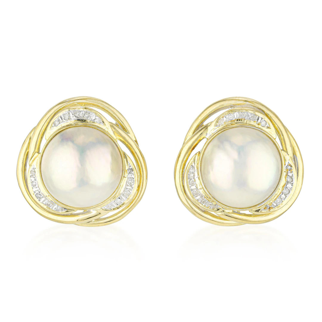 Mabe Pearl and Diamond Earrings