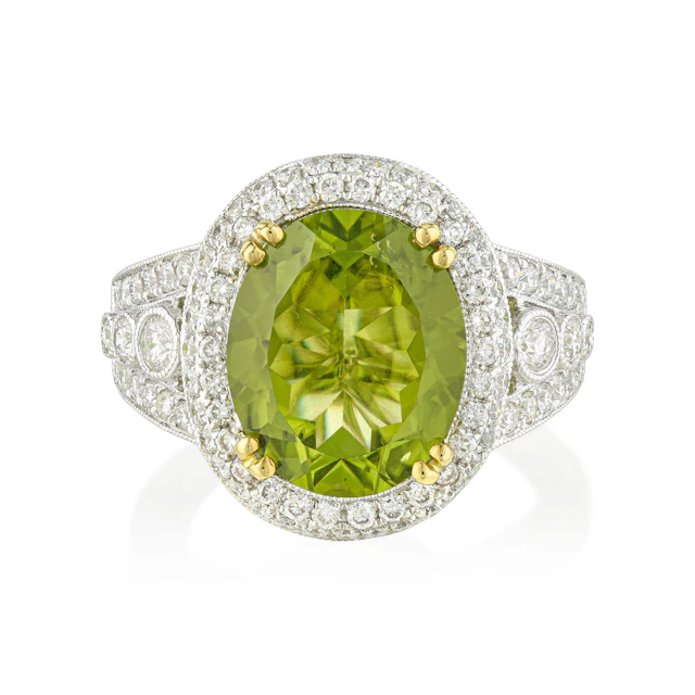 Peridot and Diamond Cocktail Ring