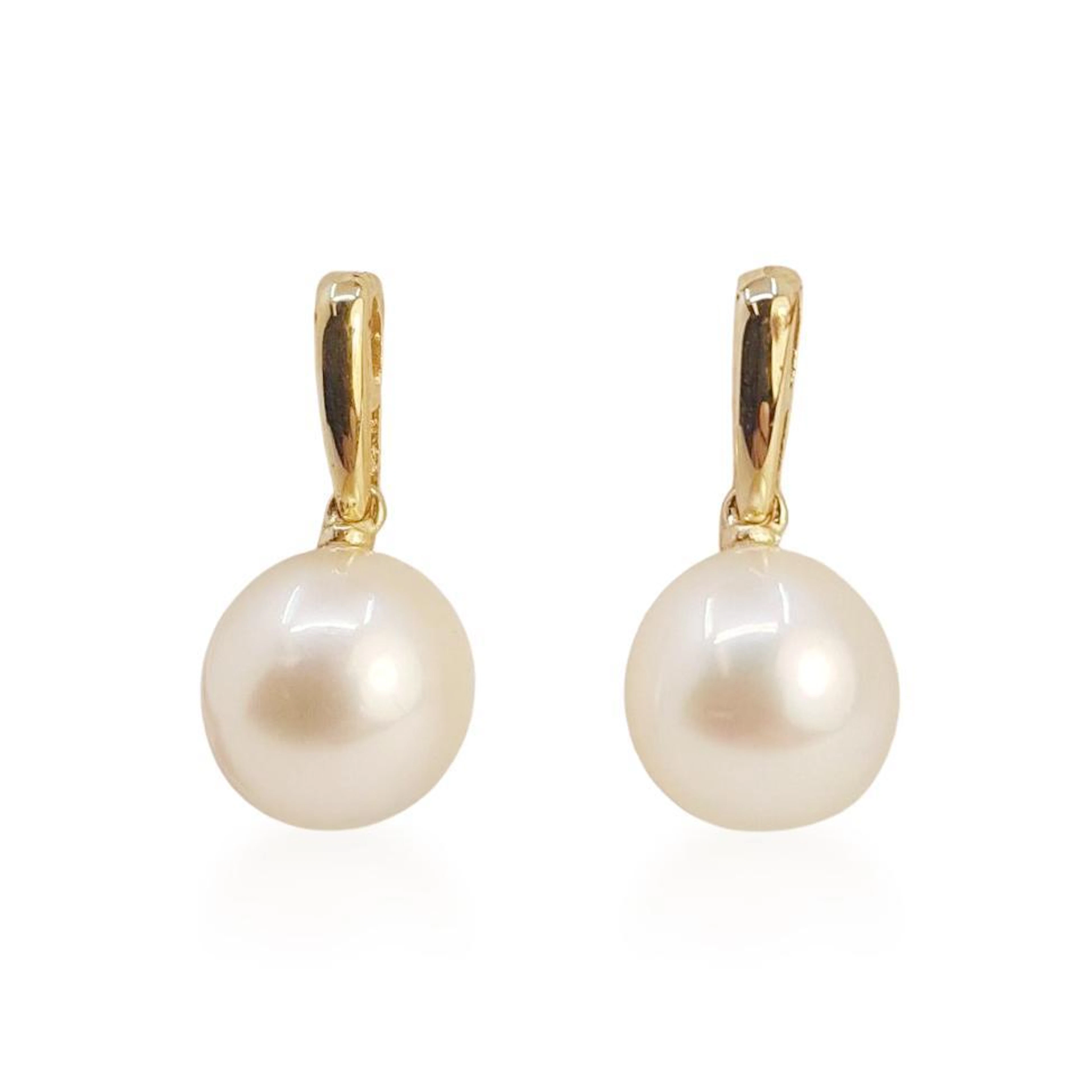 Golden White South Sea Pearl Stud Earrings
