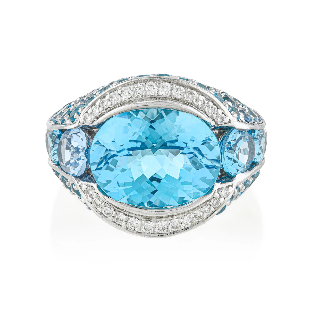 Aquamarine and Diamond Ring