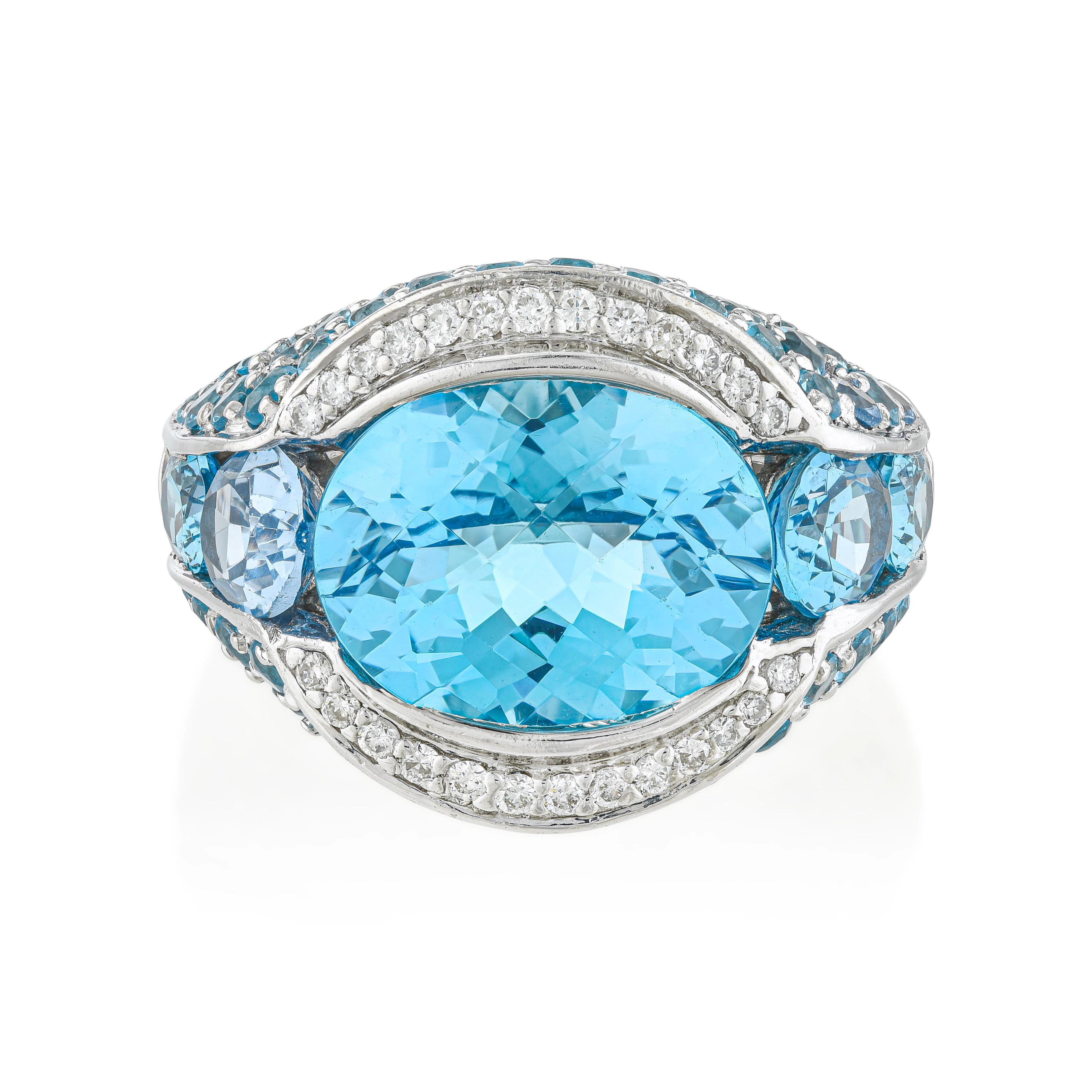 Aquamarine and Diamond Ring