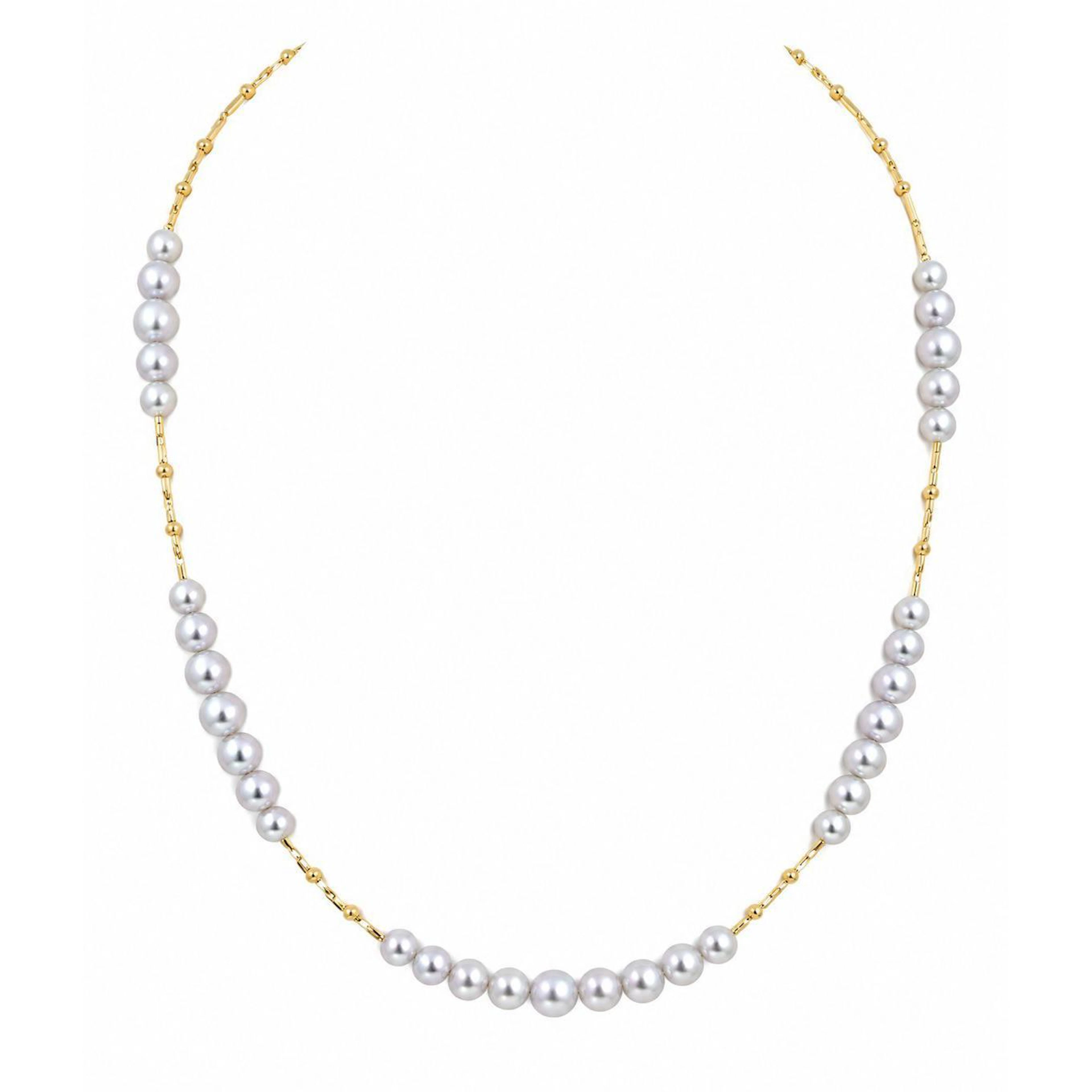 Silvery Grey Akoya Pearl Station Necklace