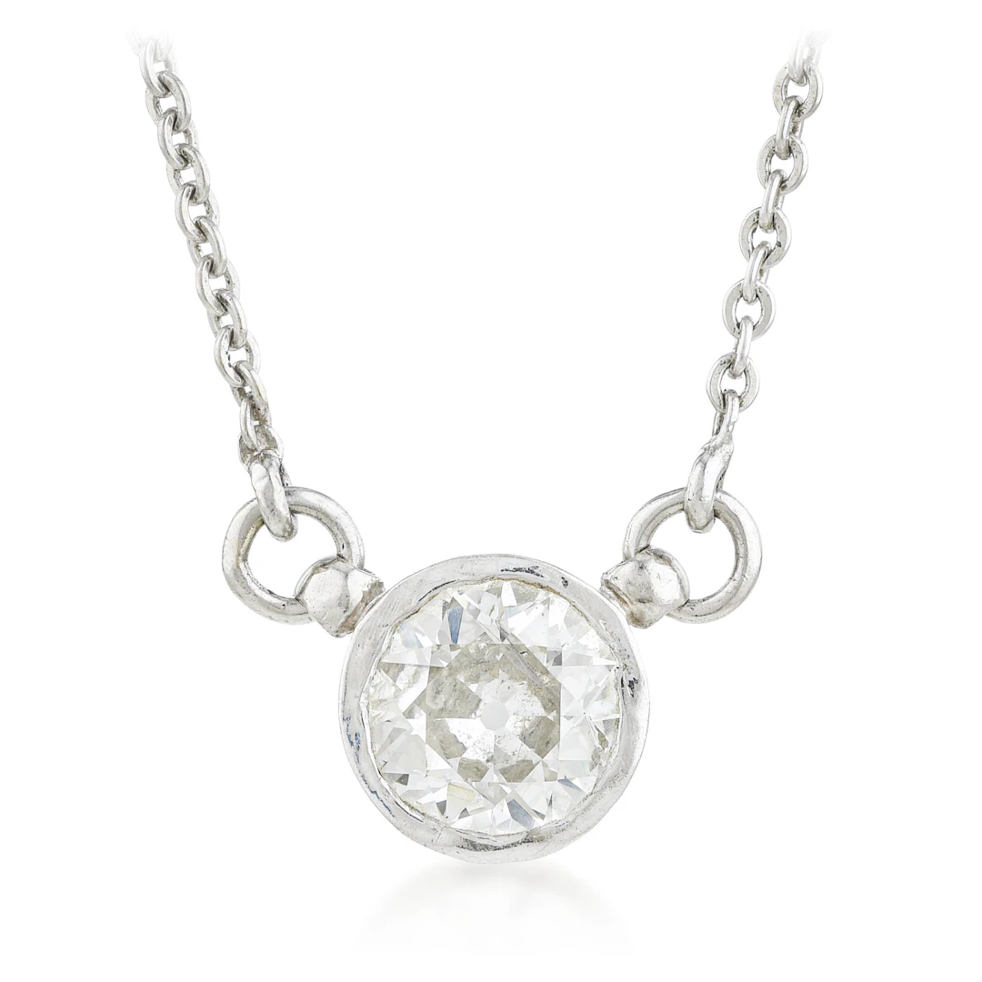 Old European Cut Diamond Solitaire Pendant Necklace