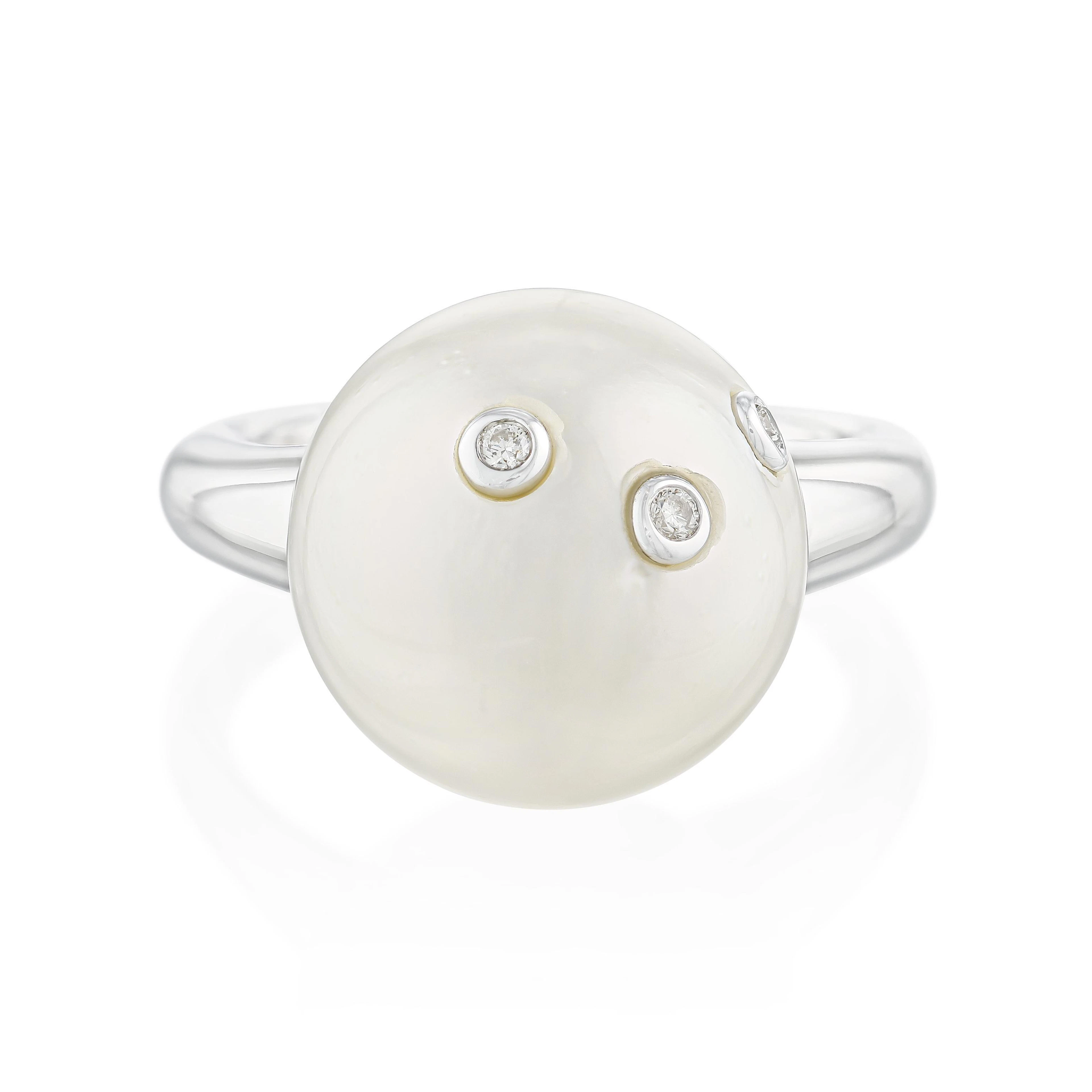 Pearl and Diamond Stud Ring