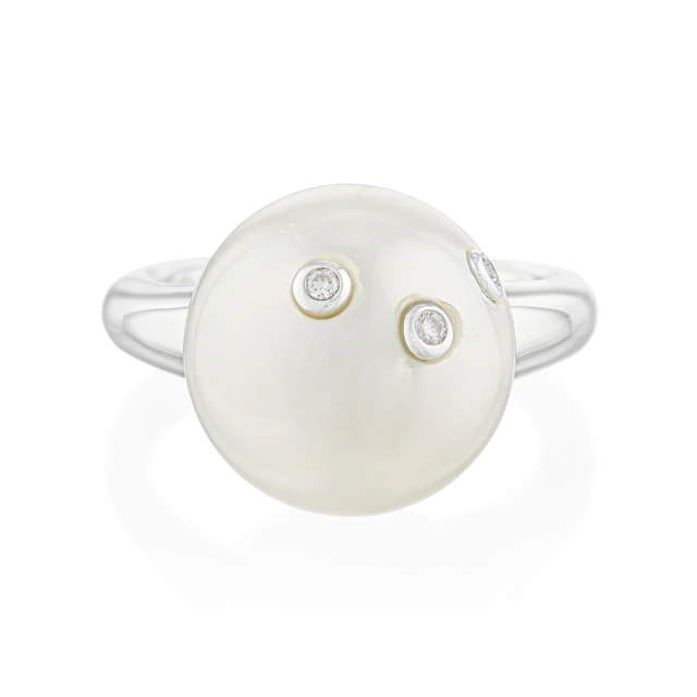 Pearl and Diamond Stud Ring