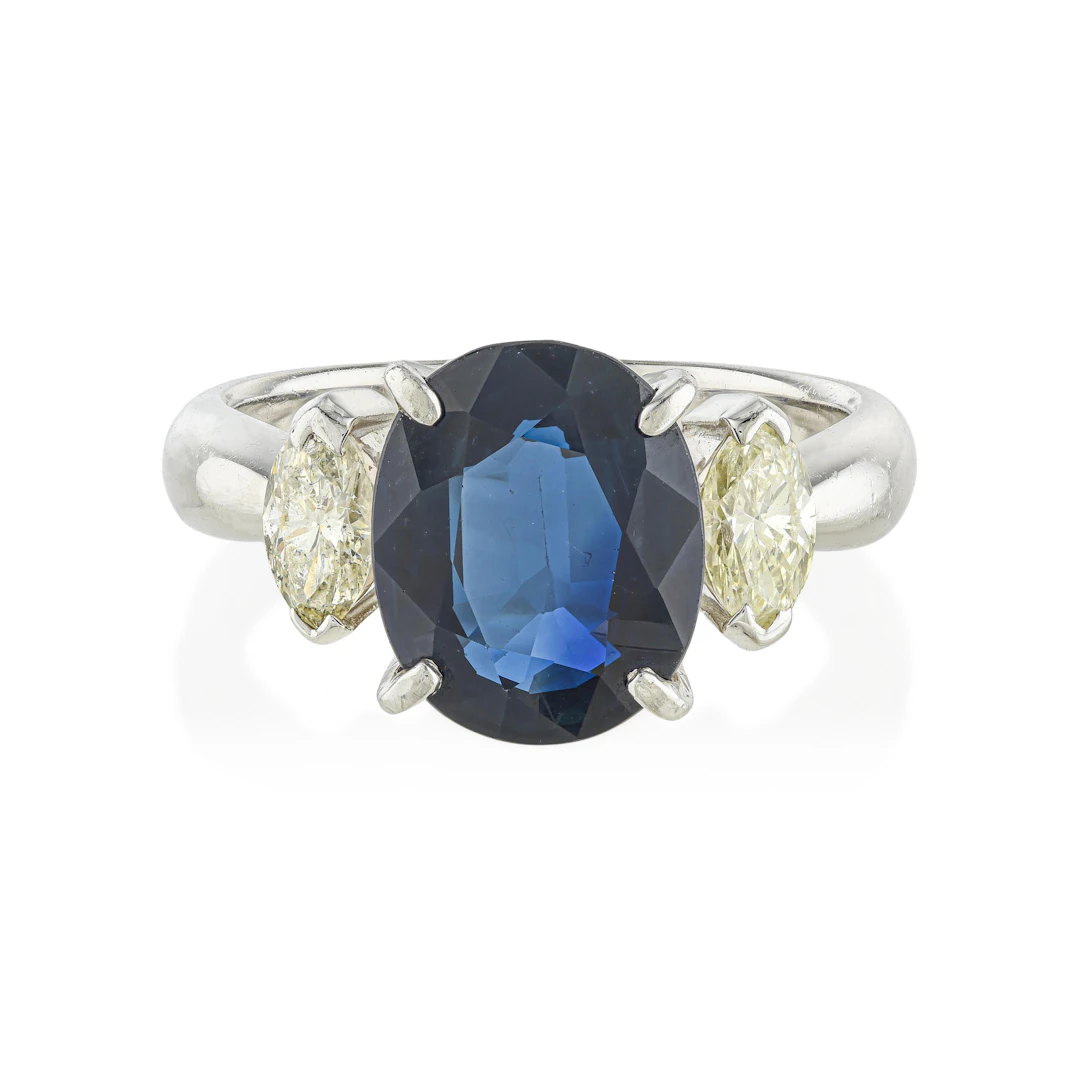 Oval Unheated Sapphire and Diamond Ring, GIA Certified