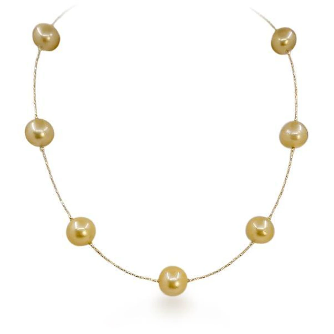 Golden South Sea Pearl Station Necklace