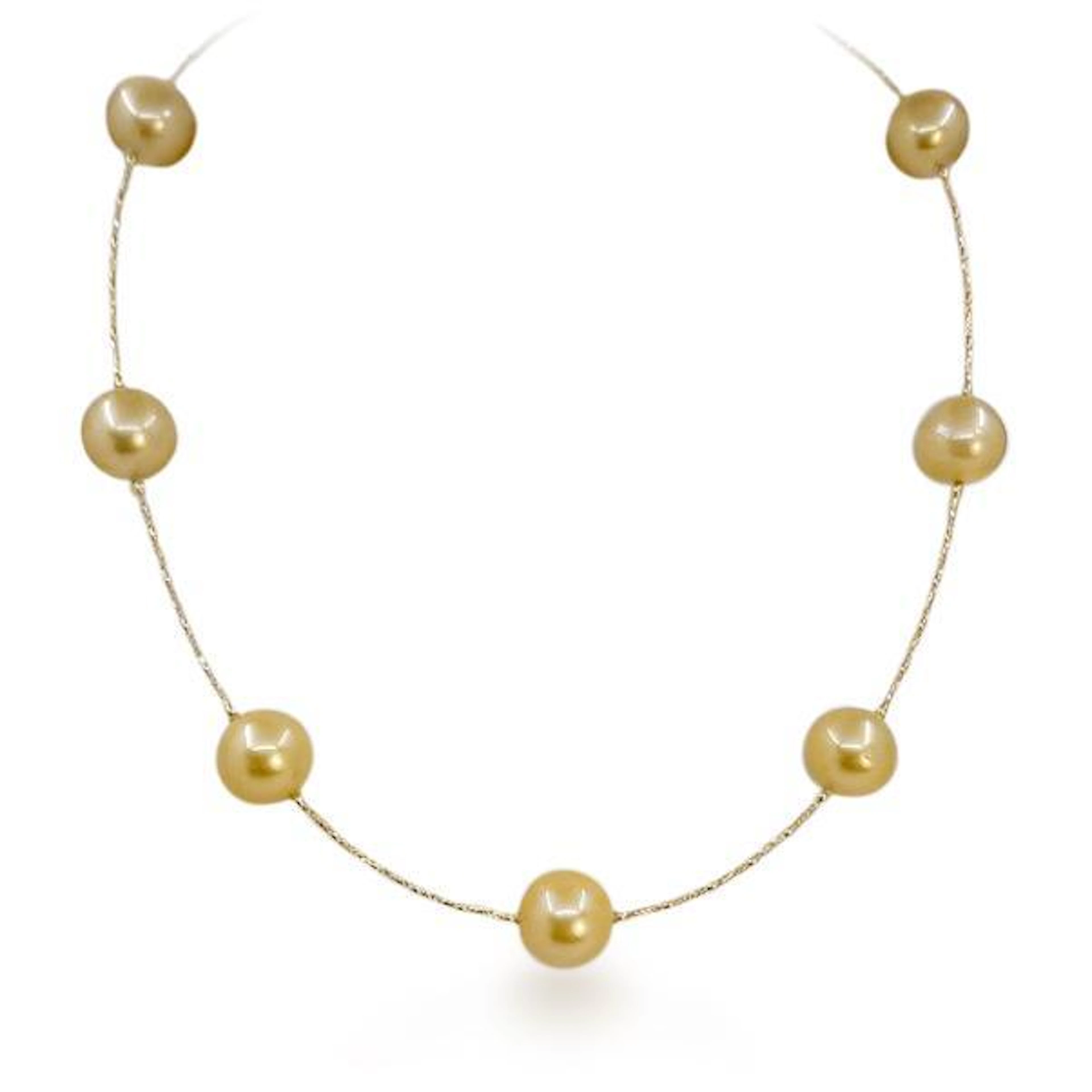 Golden South Sea Pearl Station Necklace