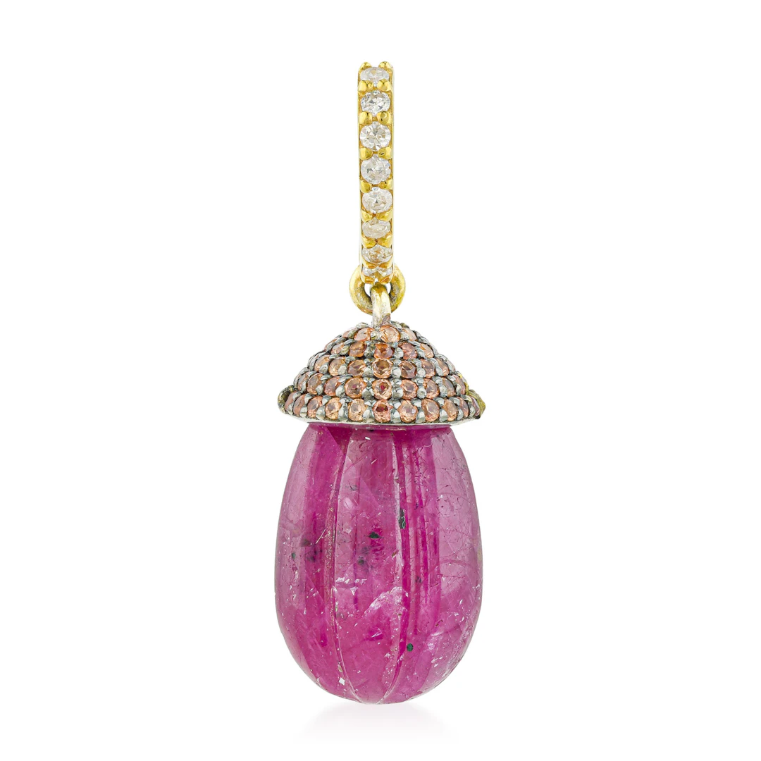 Ruby Orange Sapphire and Diamond Pendant