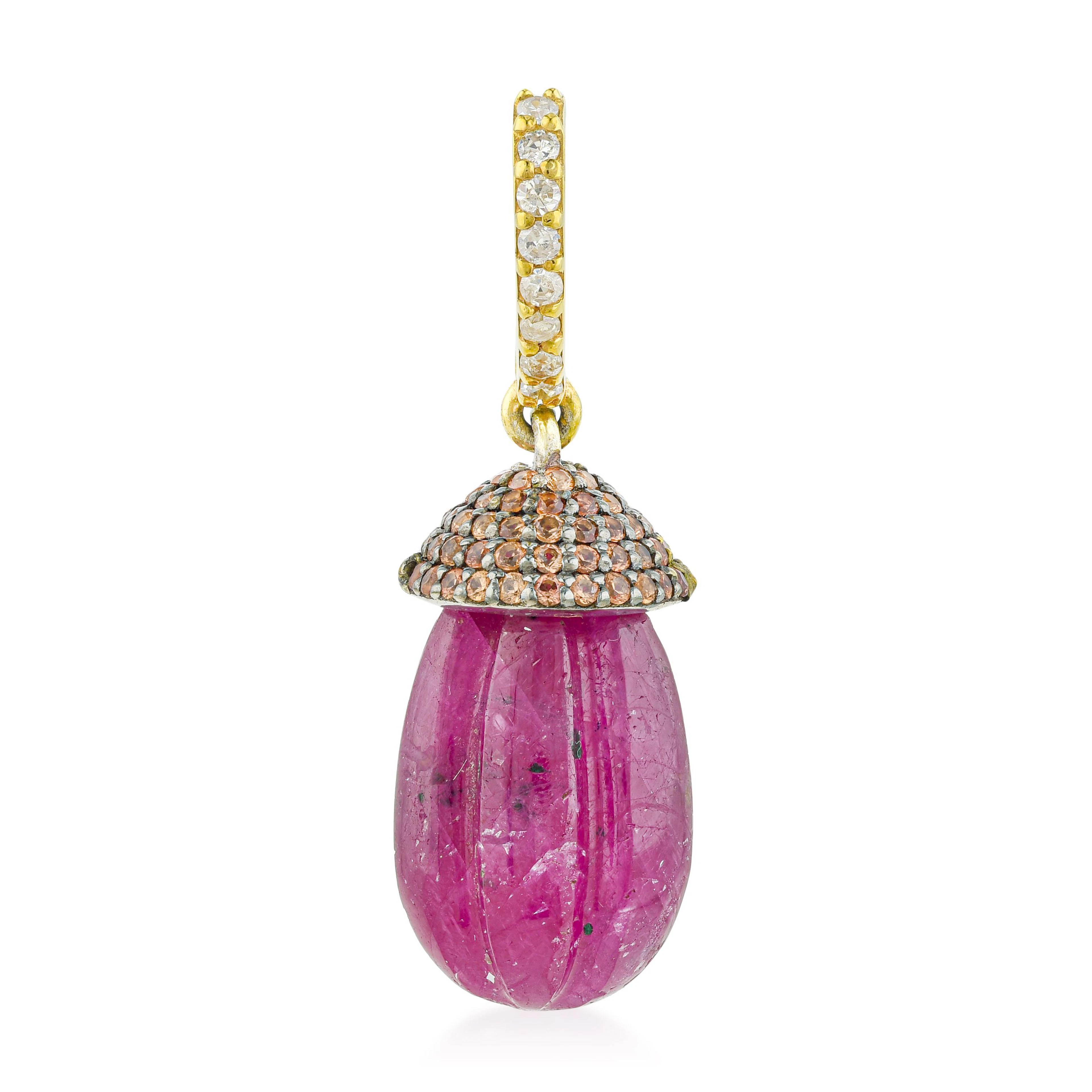 Ruby Orange Sapphire and Diamond Pendant