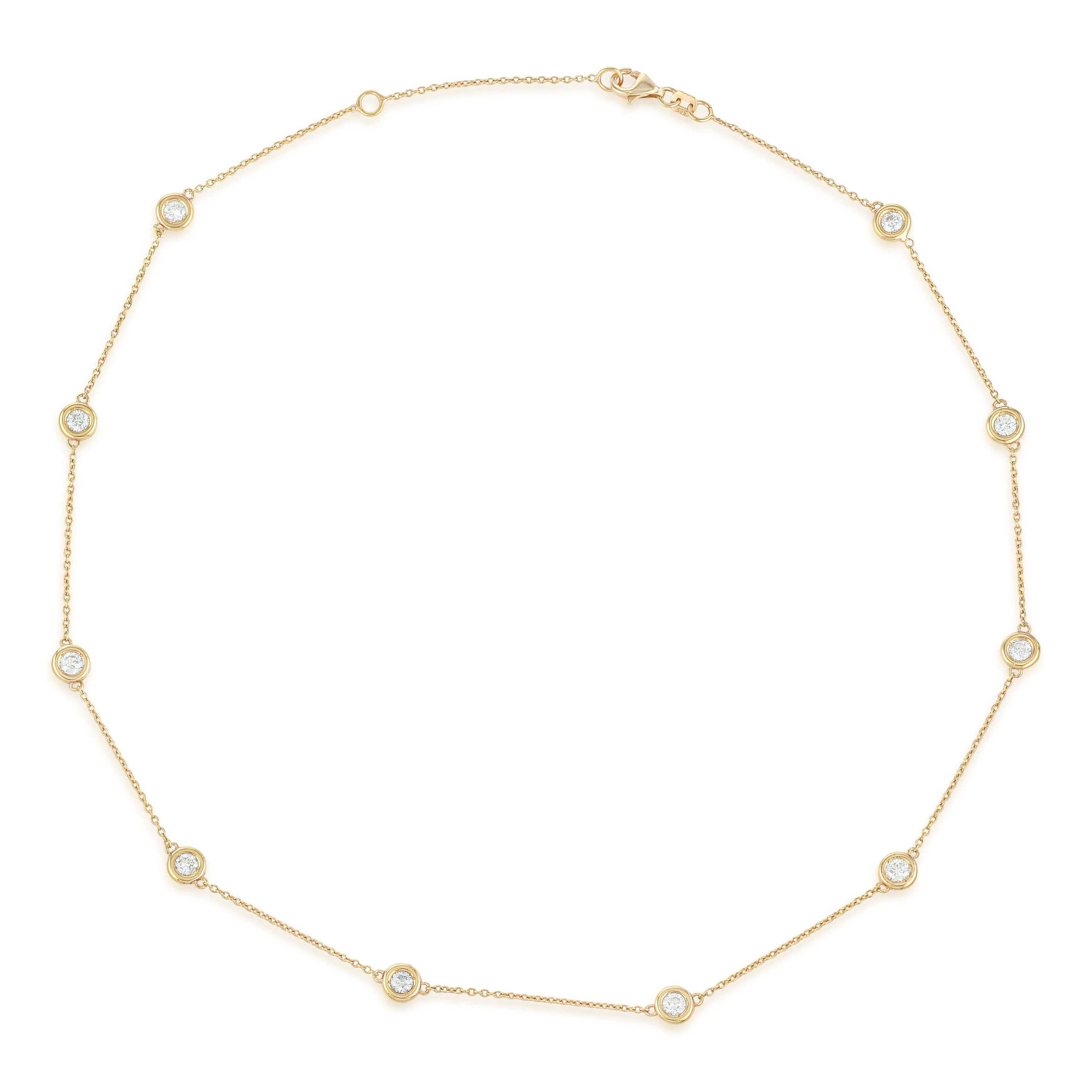 Diamond Station Necklace in Rose Gold