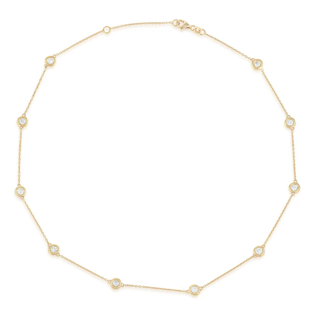 Diamond Station Necklace in Rose Gold