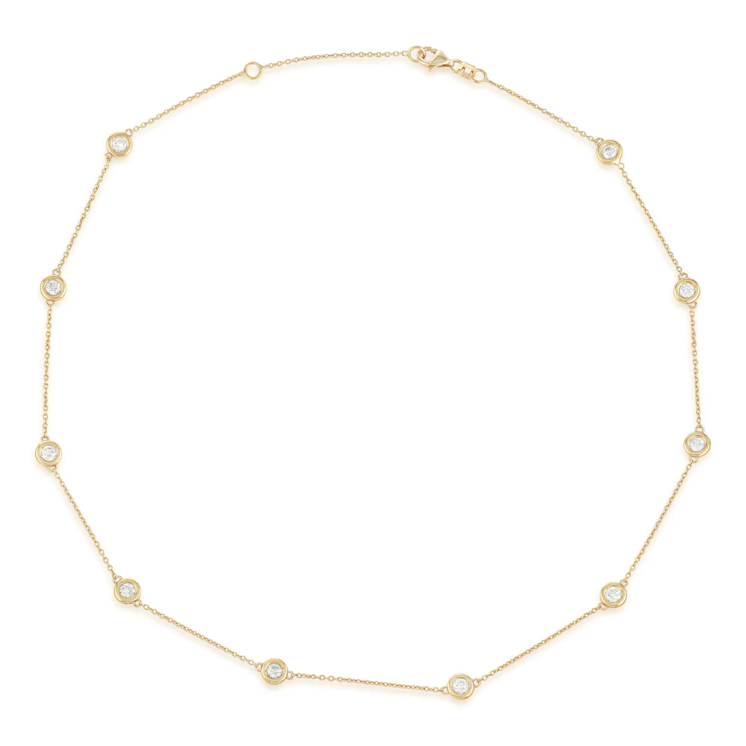 Diamond Station Necklace in Rose Gold