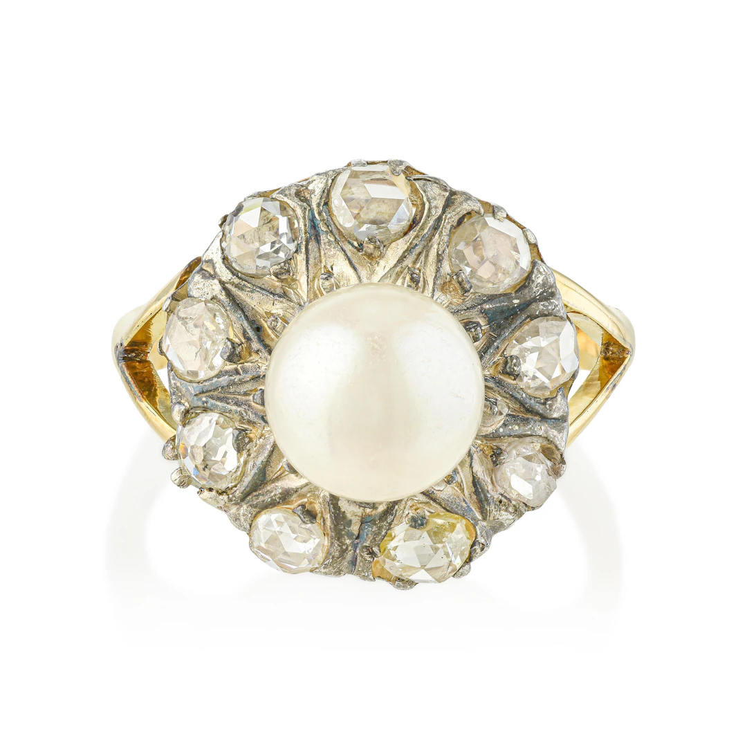 Vintage Pearl and Rose Cut Diamond Ring