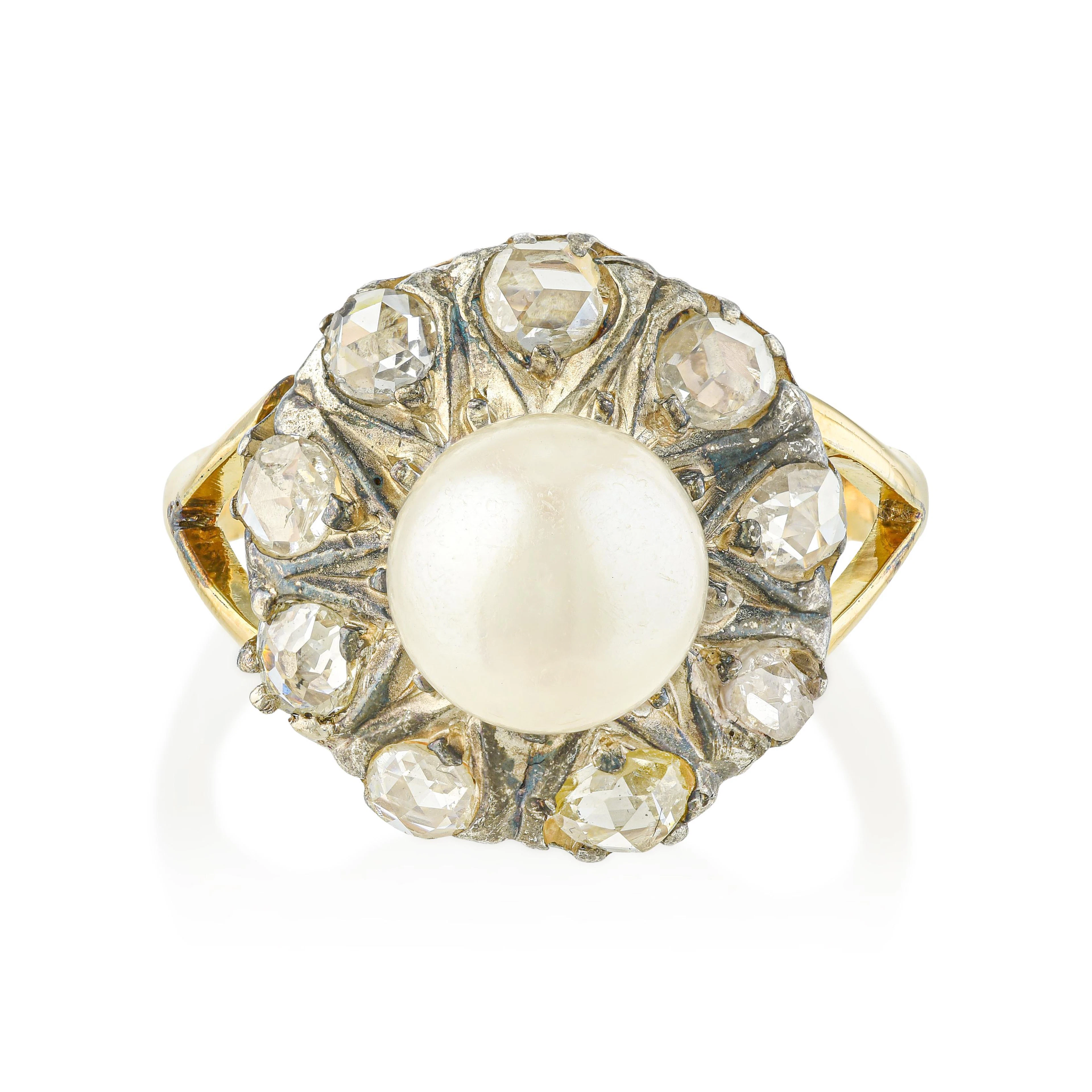 Vintage Pearl and Rose Cut Diamond Ring