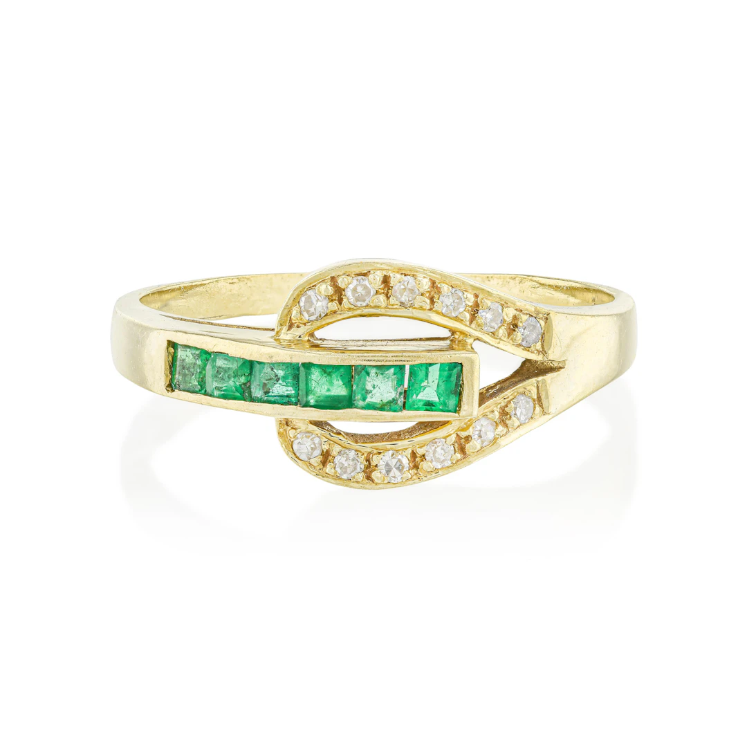 Emerald and Diamond Leaf Ring - No Reserve Lot