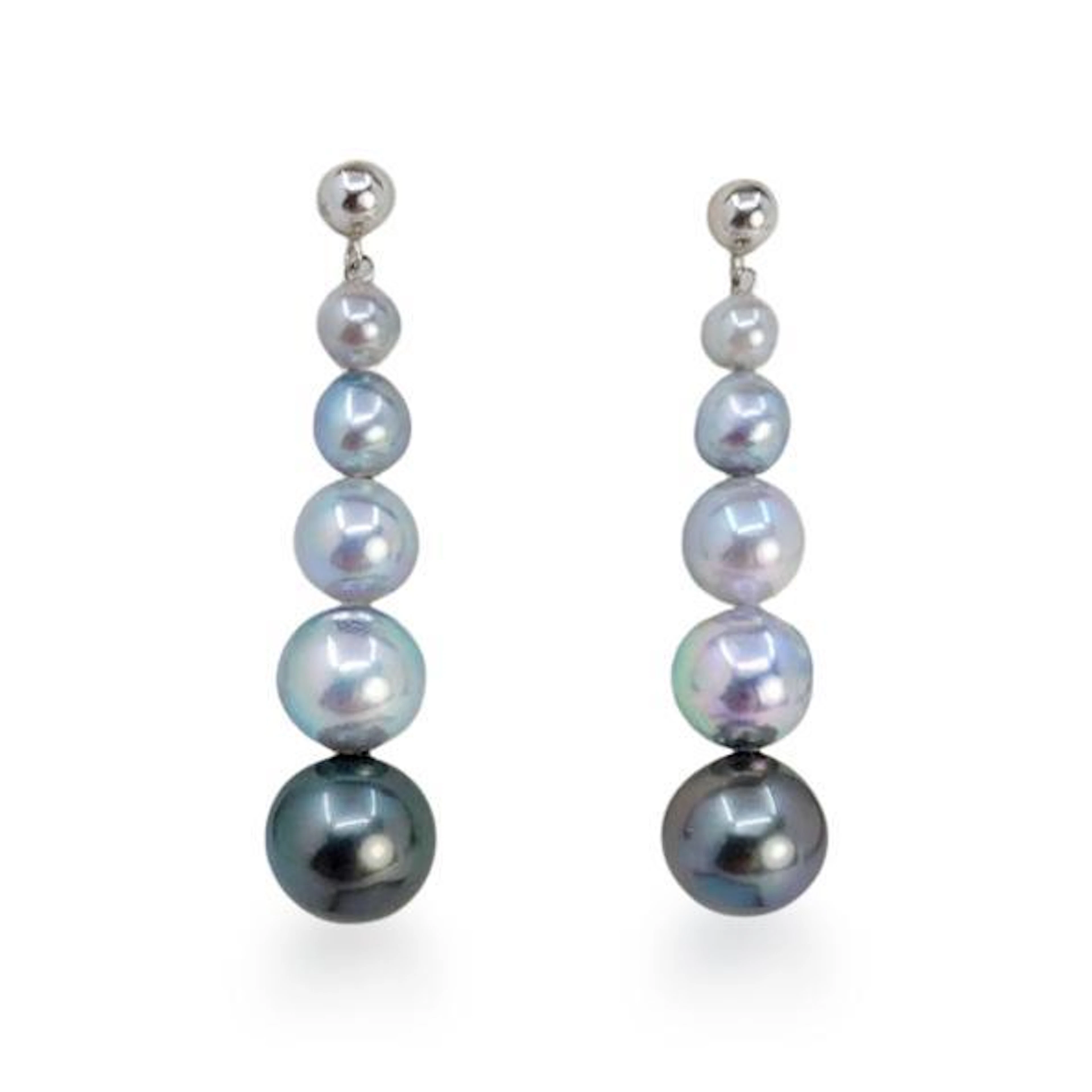 Ombre Grey Akoya Pearl Drop Earrings