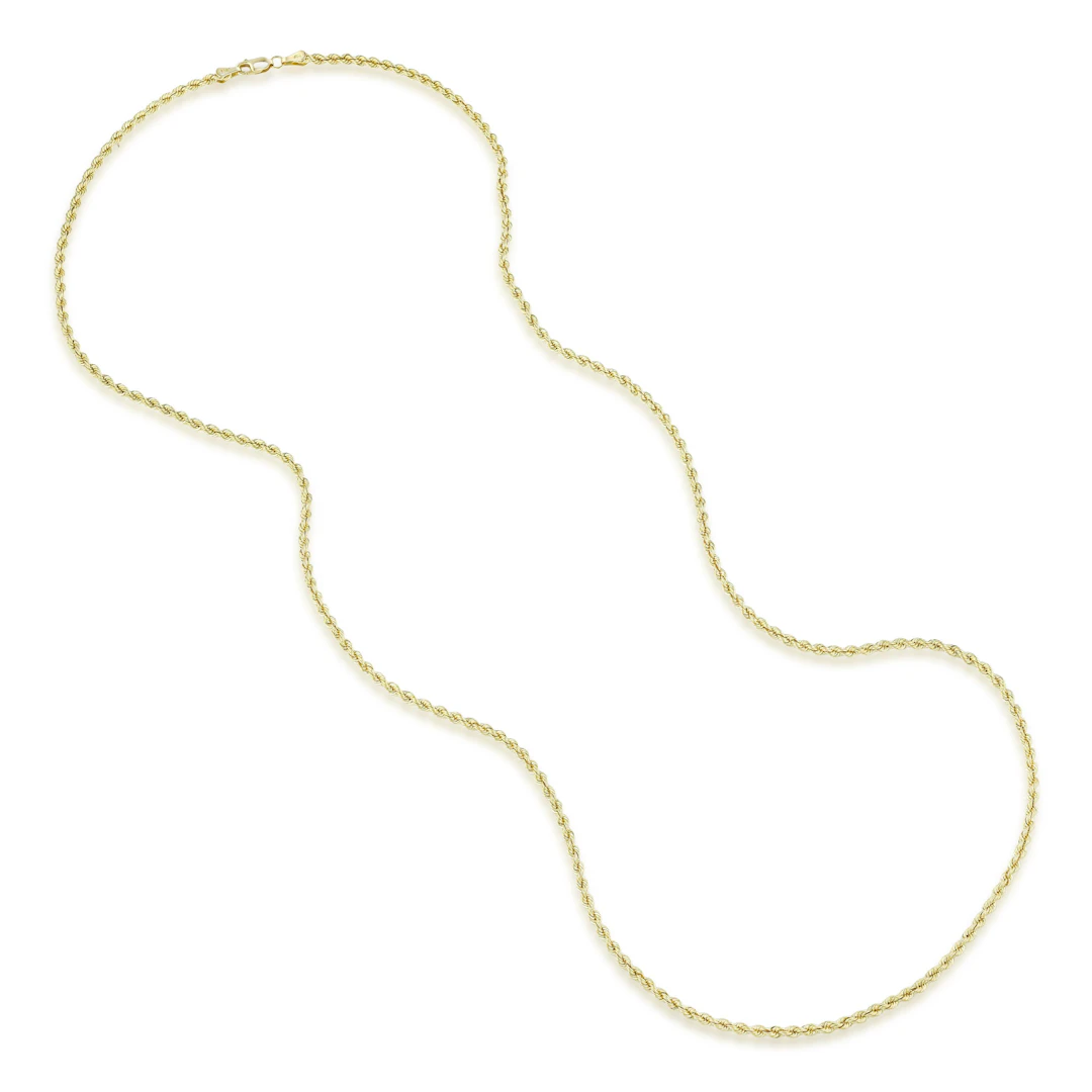 14K Gold Rope Chain Necklace, 30 Inches 2.9 mm