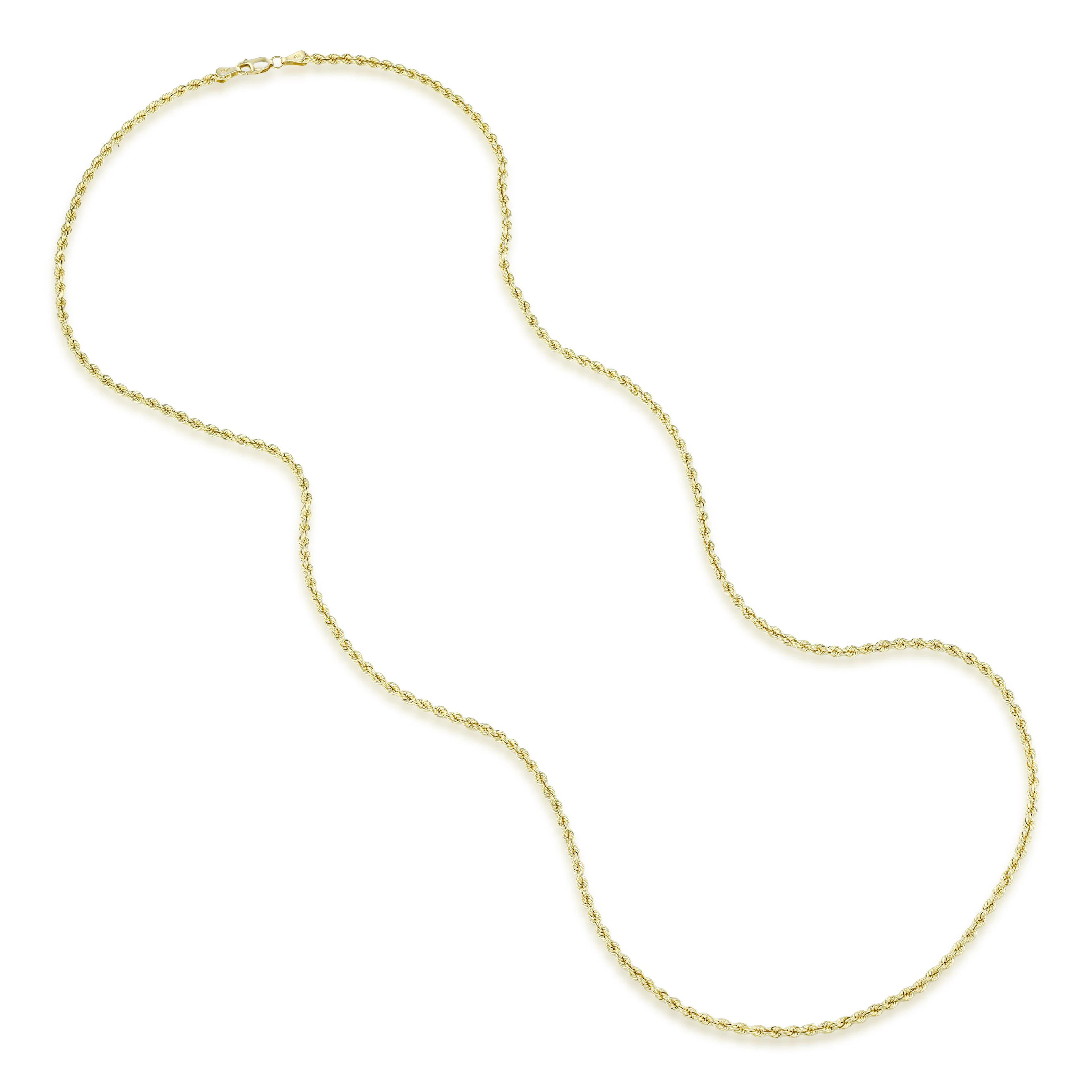 14K Gold Rope Chain Necklace, 30 Inches 2.9 mm