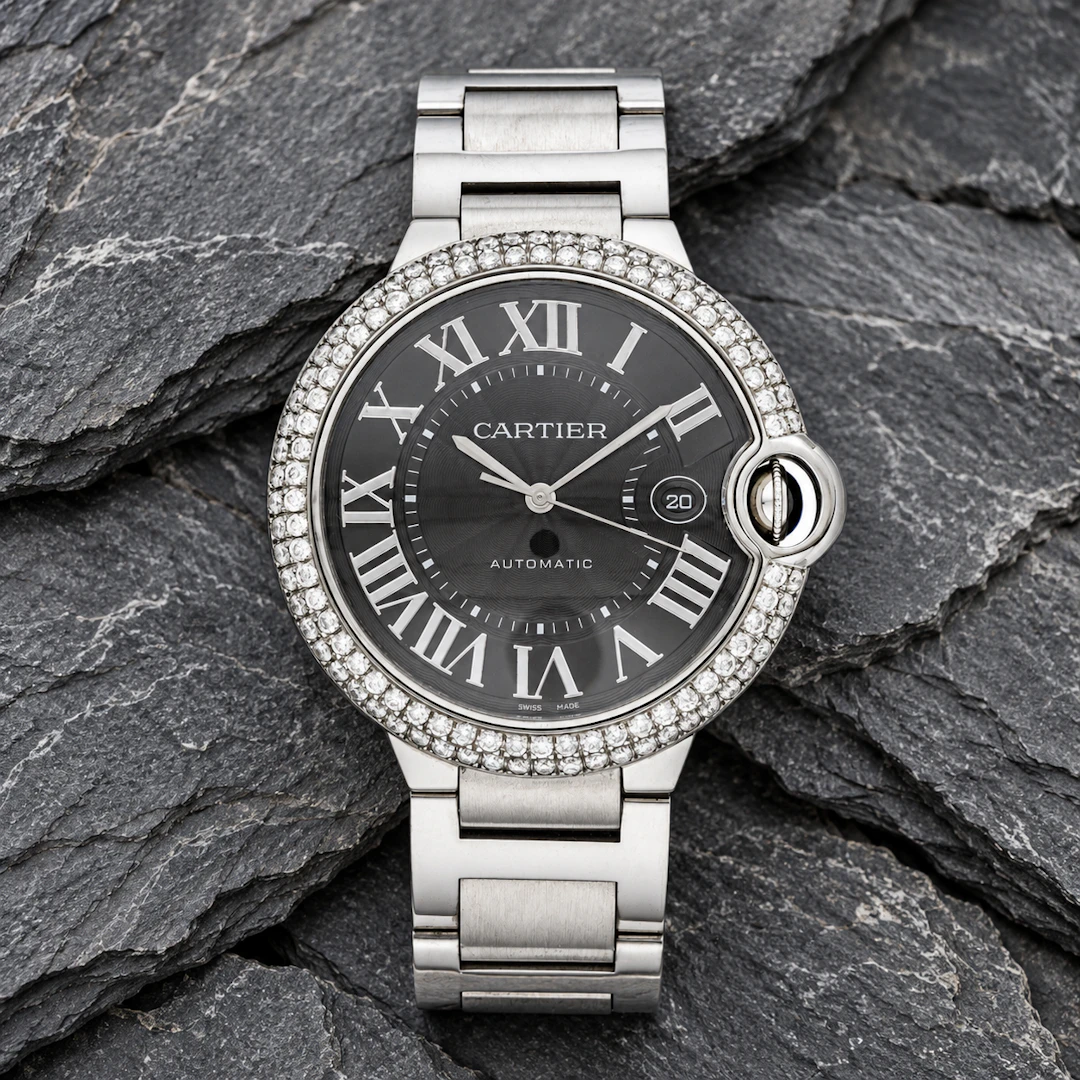 Cartier Ballon Bleu in Steel in Steel with Diamonds