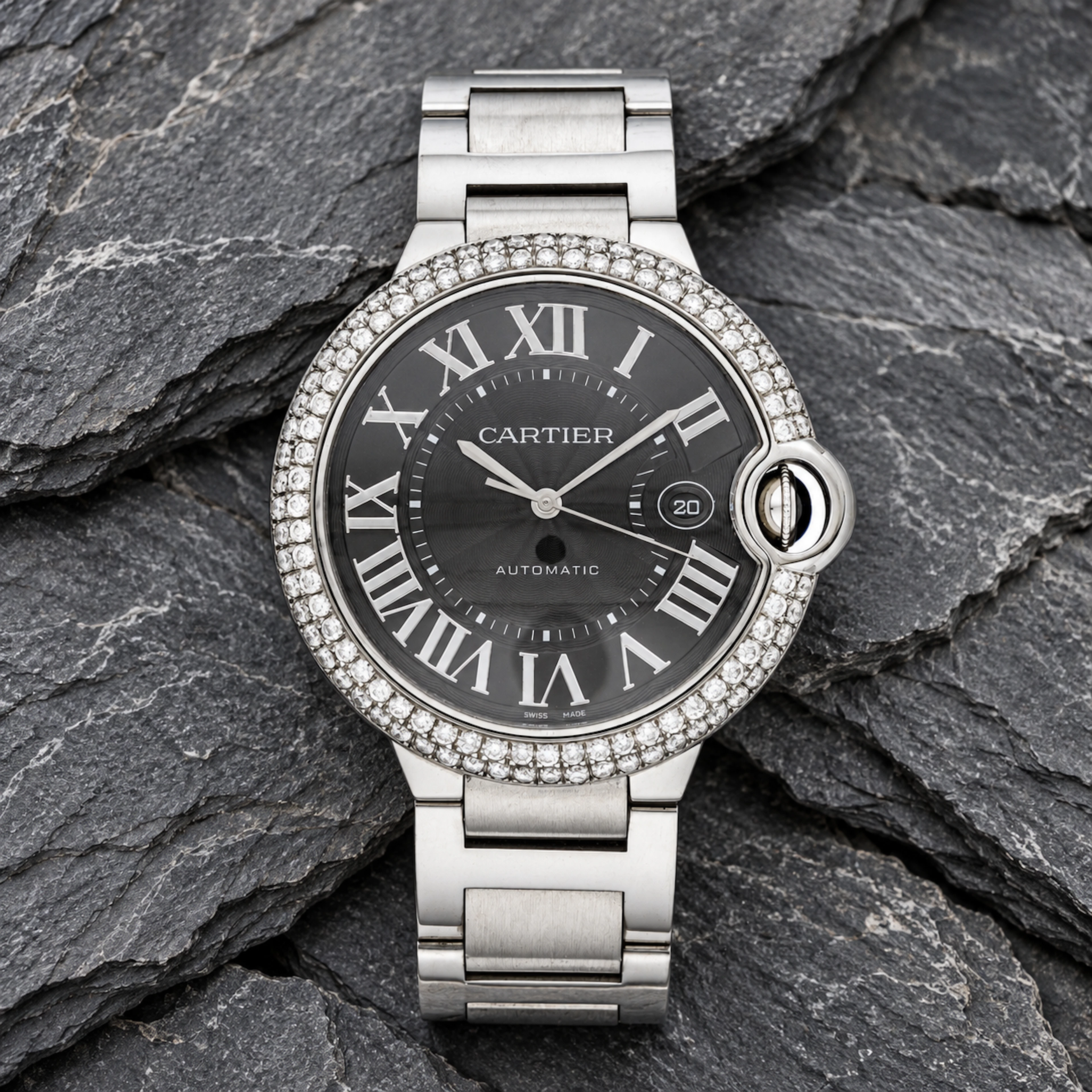 Cartier Ballon Bleu in Steel in Steel with Diamonds