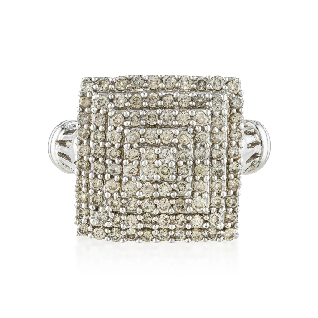 Sculptural Diamond Pyramid Ring