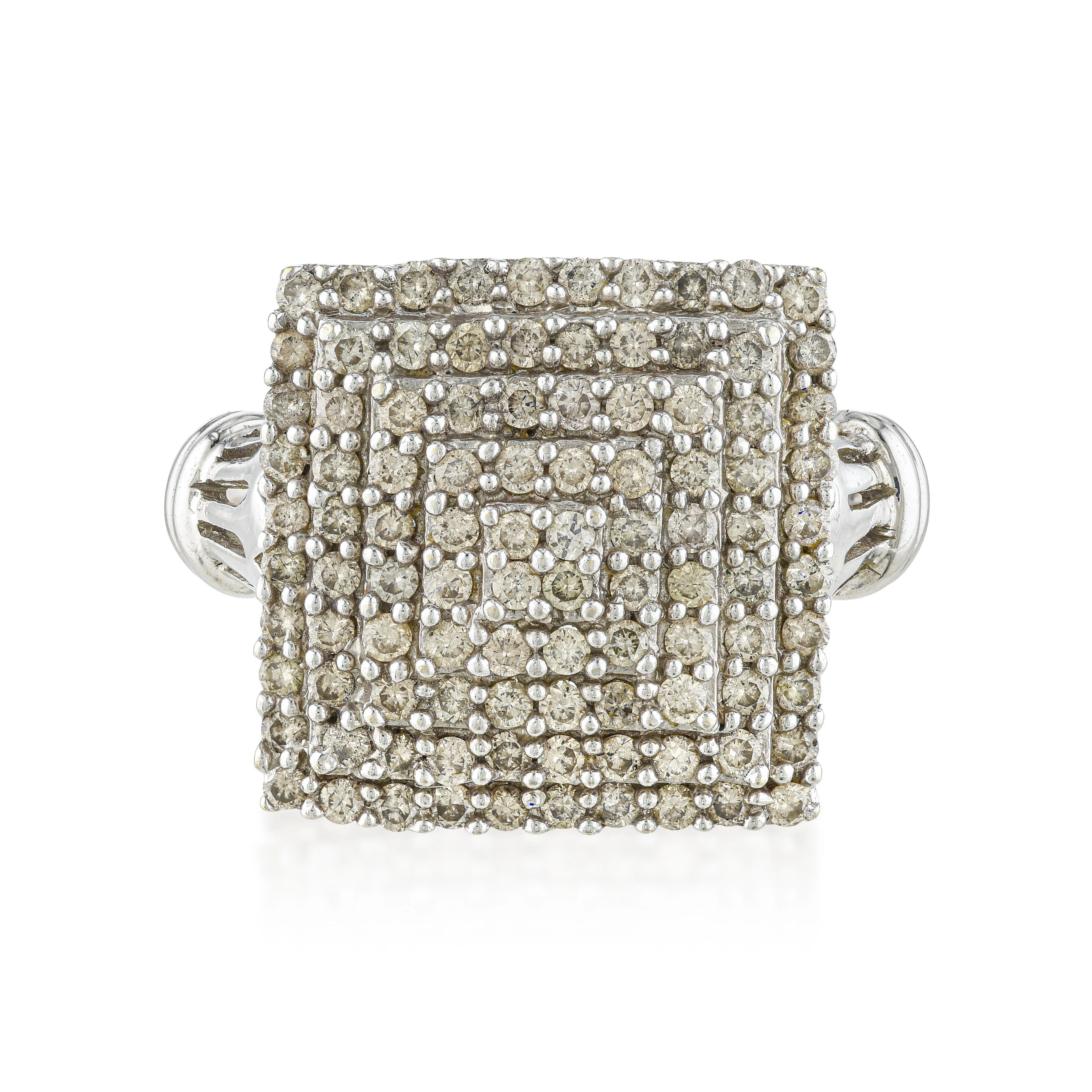 Sculptural Diamond Pyramid Ring
