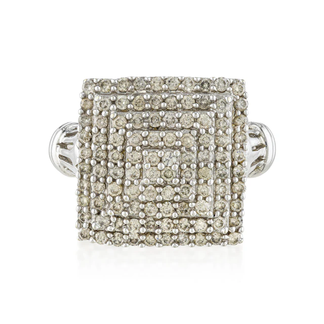 Sculptural Diamond Pyramid Ring