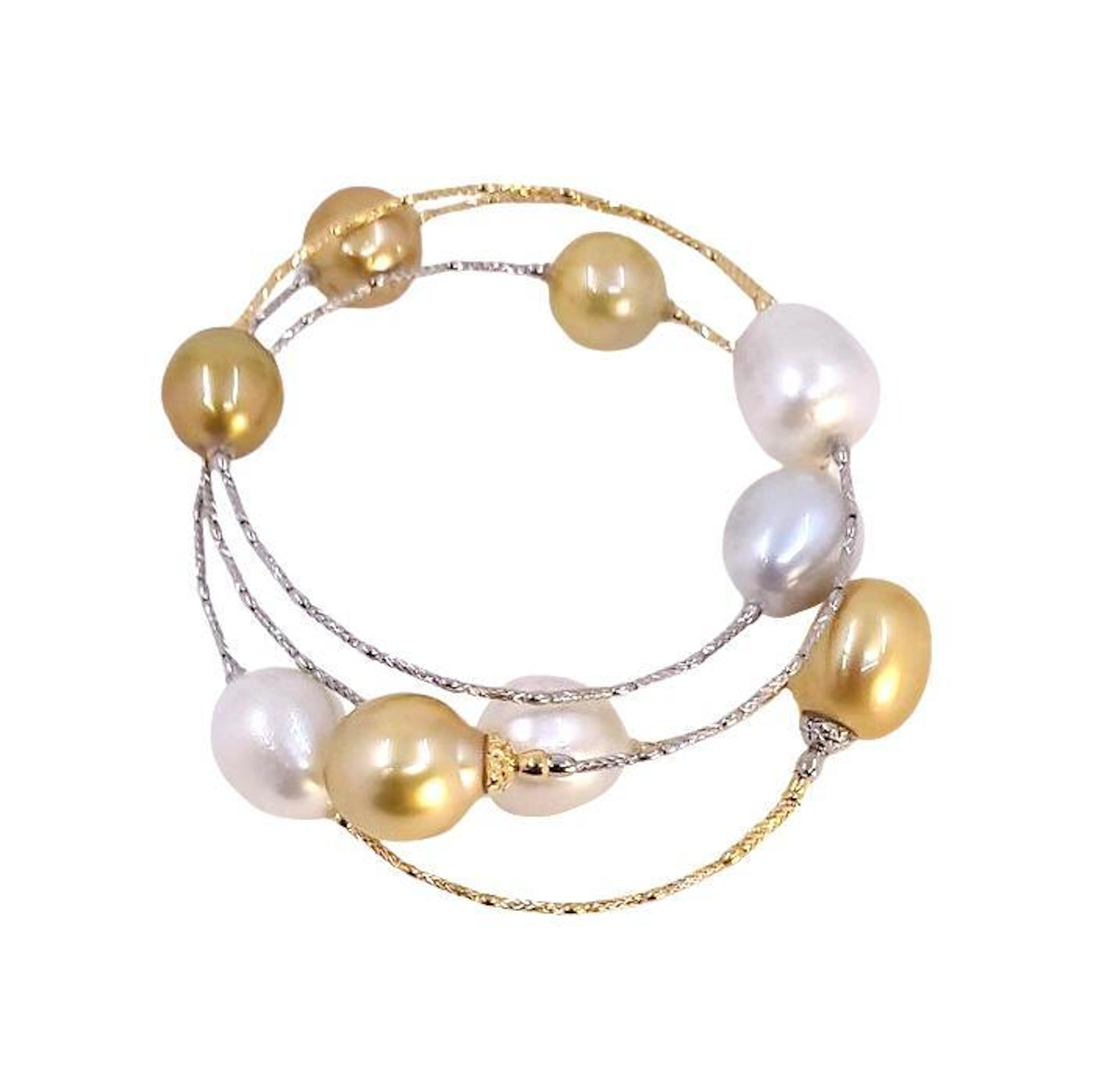 Golden and White South Sea Pearl Wrap Bracelet