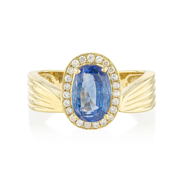 Ceylon Unheated Blue Sapphire and Diamond Ring, GIA Certified