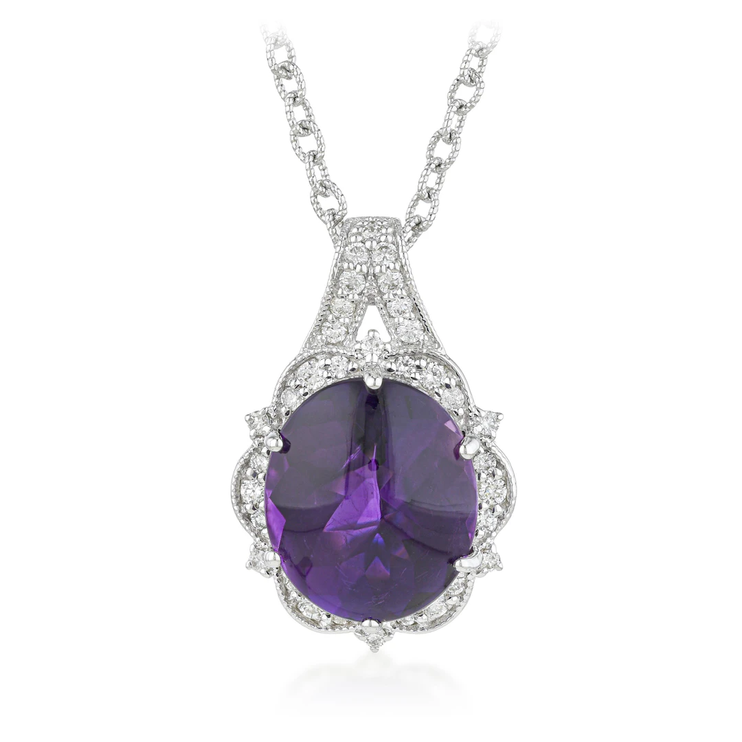 Amethyst and Diamond Pendant Necklace