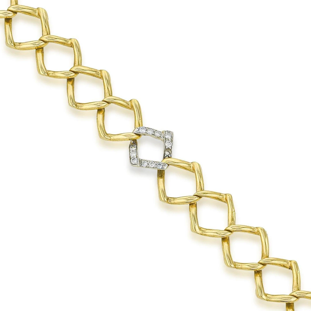Tiffany & Co. Paloma Picasso Vintage Gold Link and Diamond Bracelet
