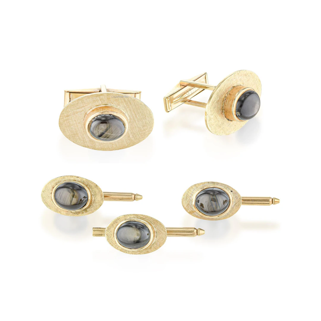 Black Star Sapphire Tuxedo Stud Set