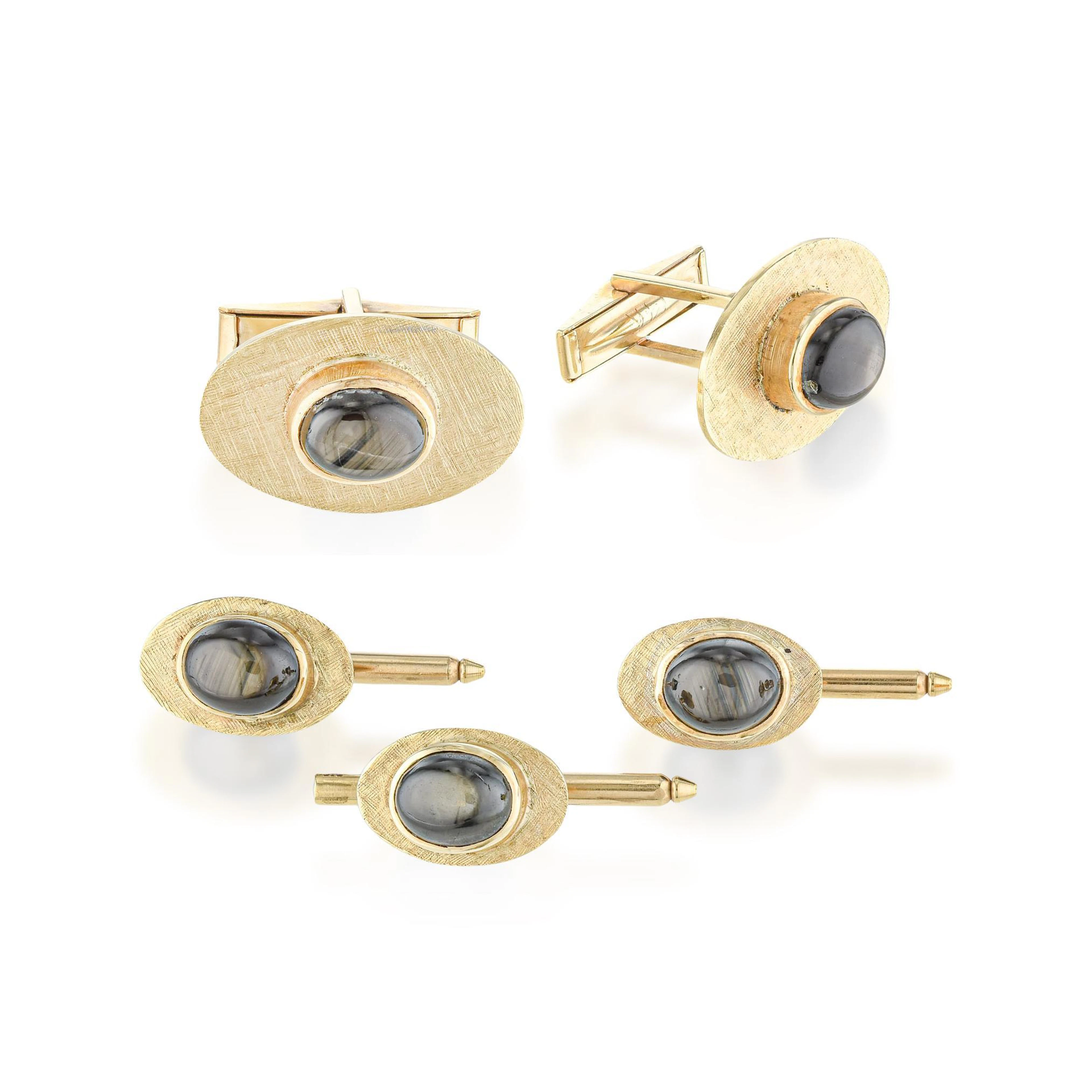 Black Star Sapphire Tuxedo Stud Set