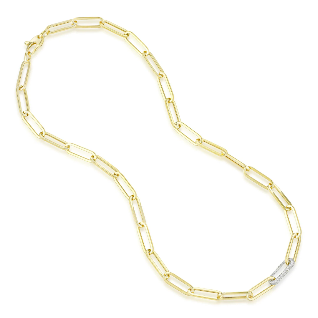 Diamond Paperclip Link Necklace