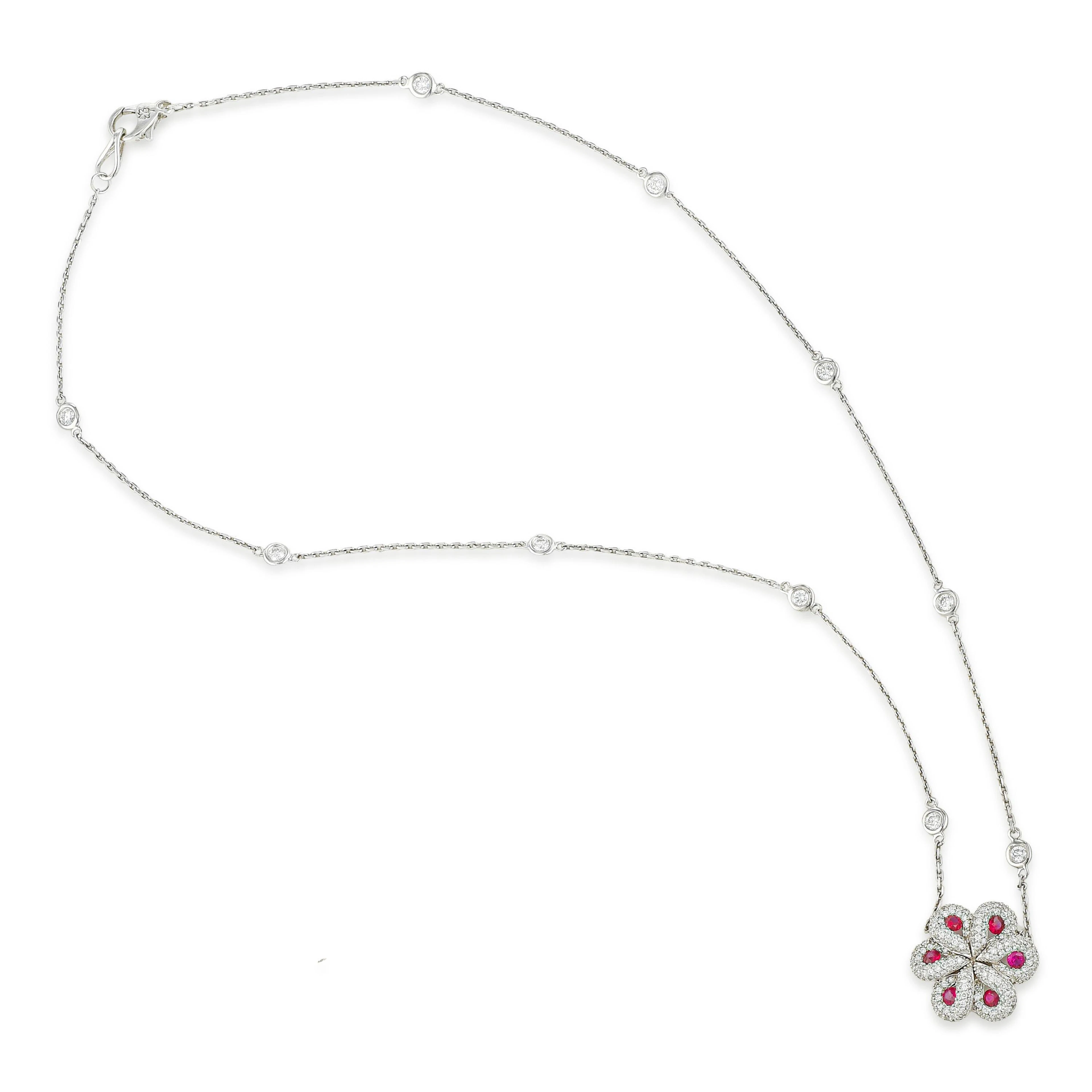 Diamond and Ruby Pendant Necklace