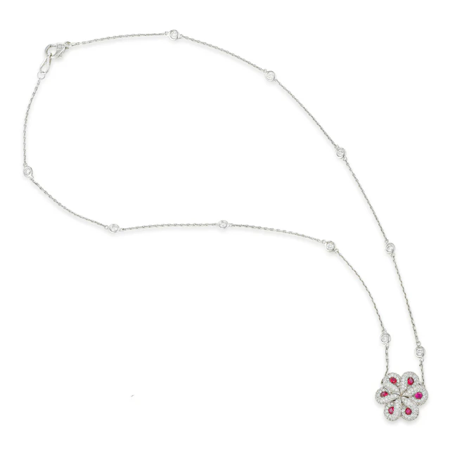 Diamond and Ruby Pendant Necklace