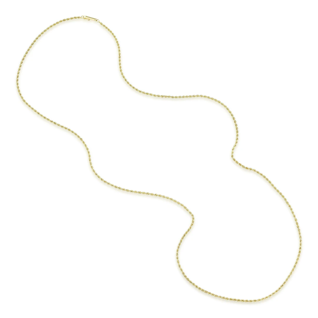 14K Gold Rope Chain Necklace, 30 Inches 1.8 mm