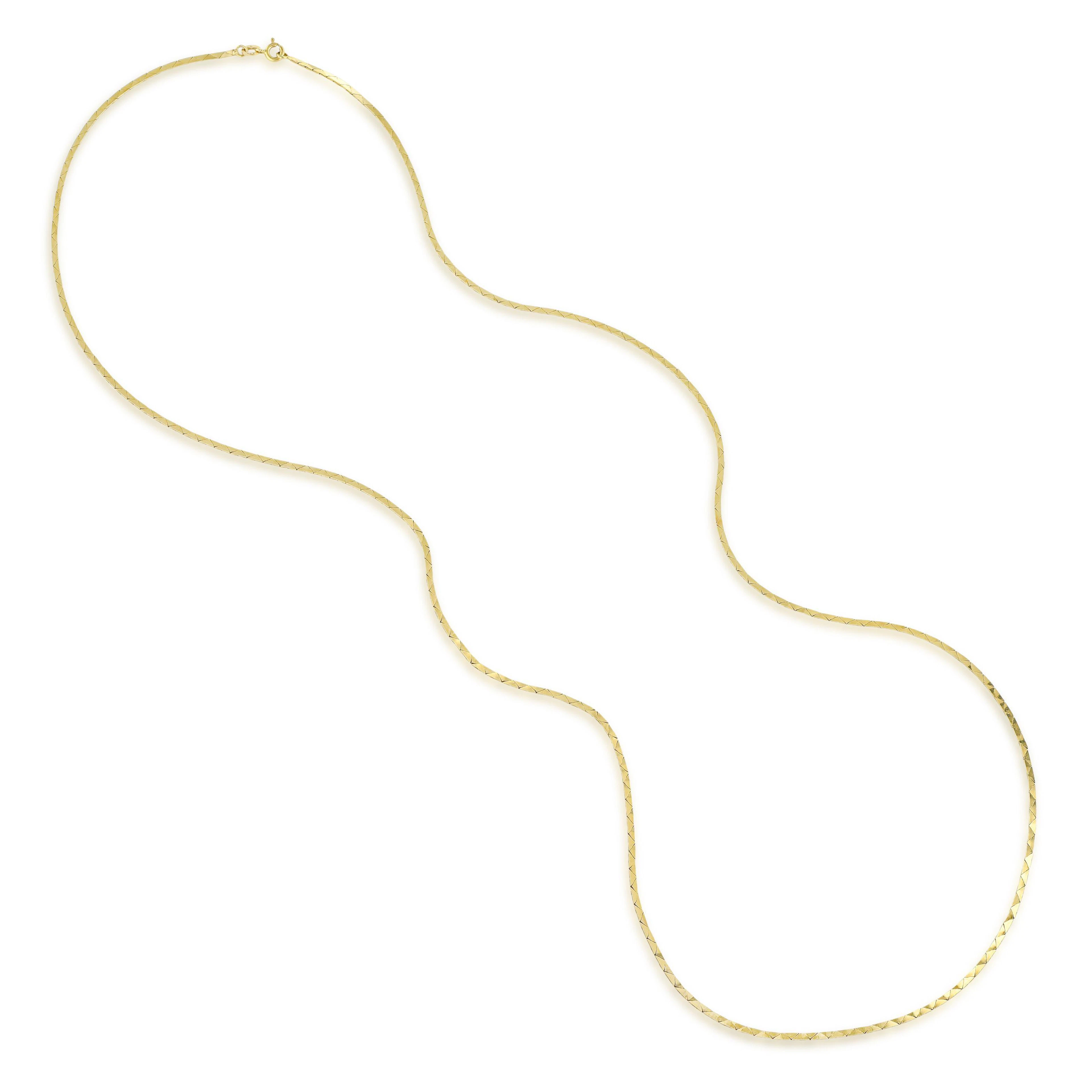 14K Gold Diamond Cut Herringbone Chain Necklace, 30 Inches 1.7 mm