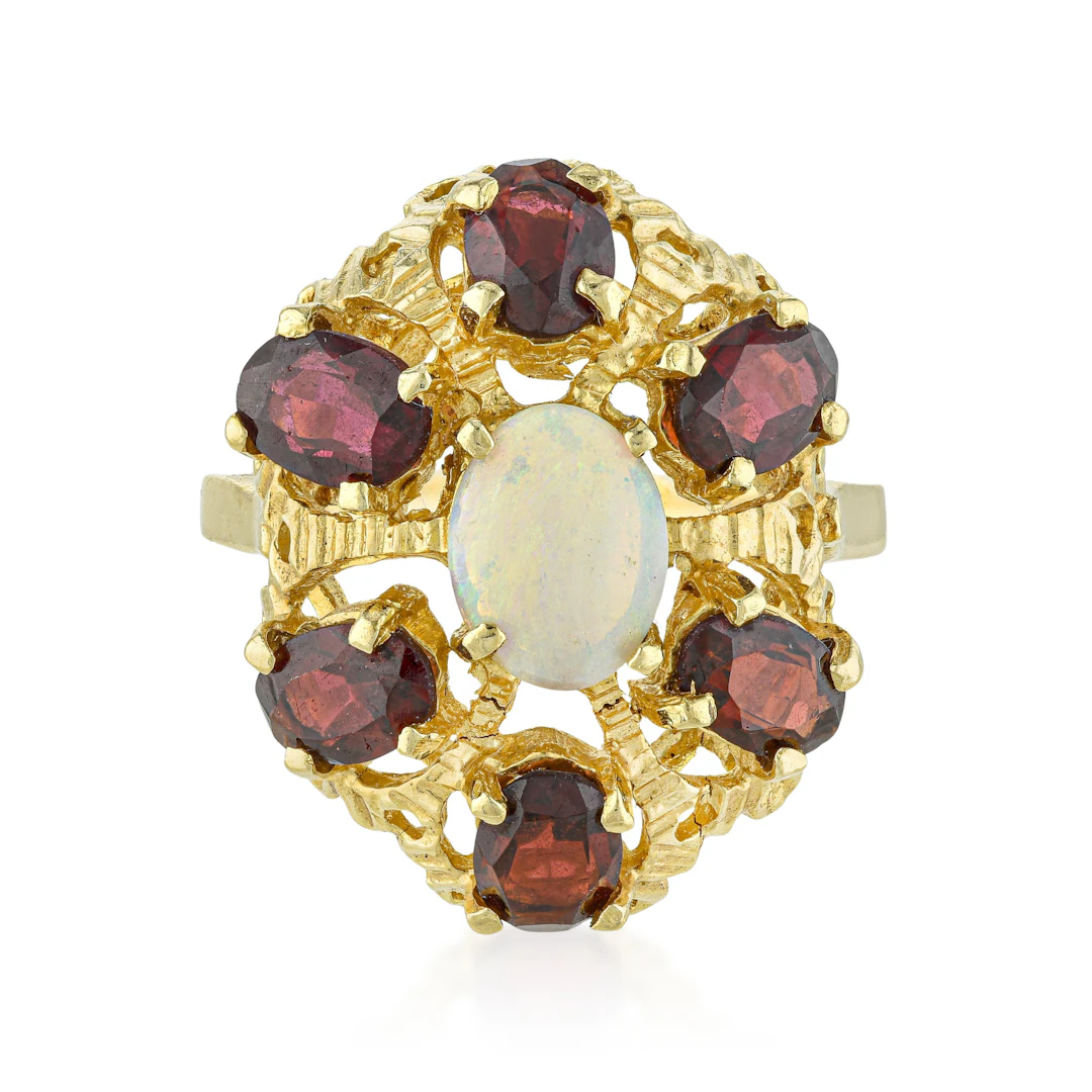 Vintage Garnet and Opal Ring
